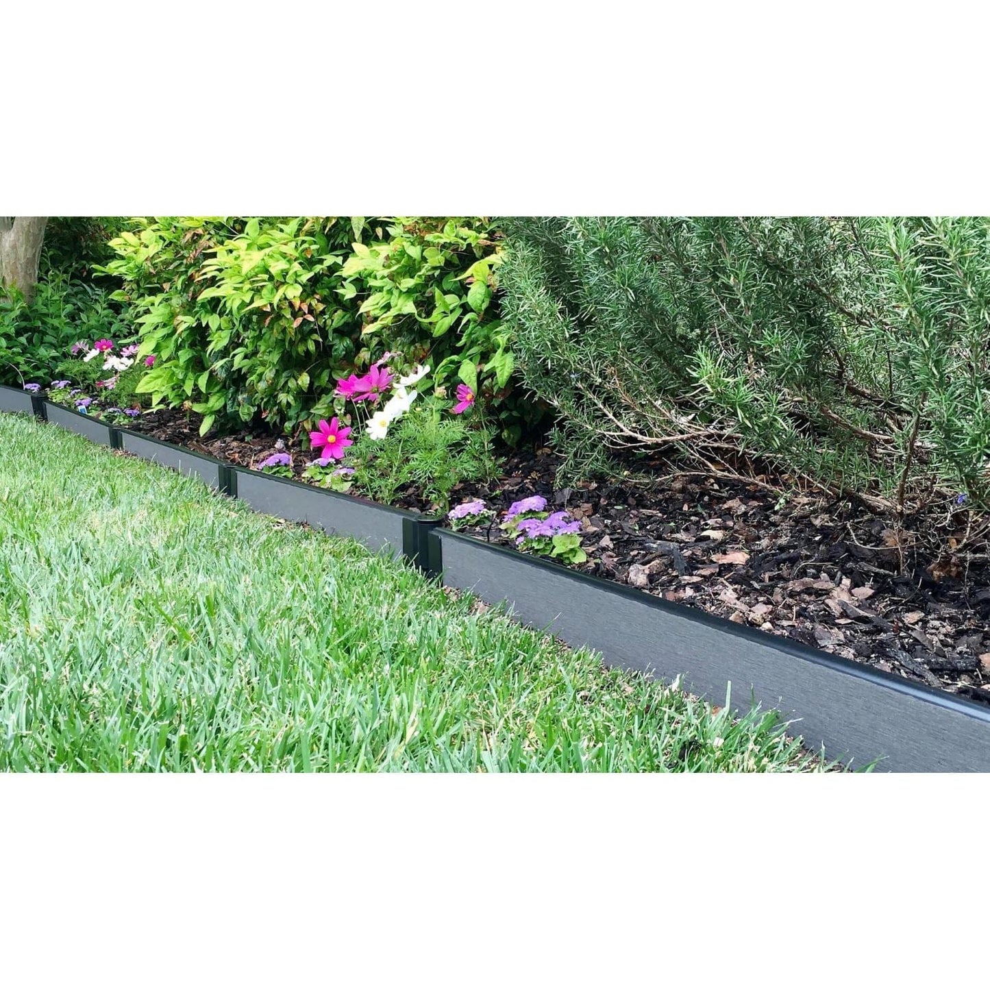 Frame It All Gardening Accessories Frame It All | Tool-Free Straight Landscape Edging Kit 32' Weathered Wood - 1" Profile 300001773