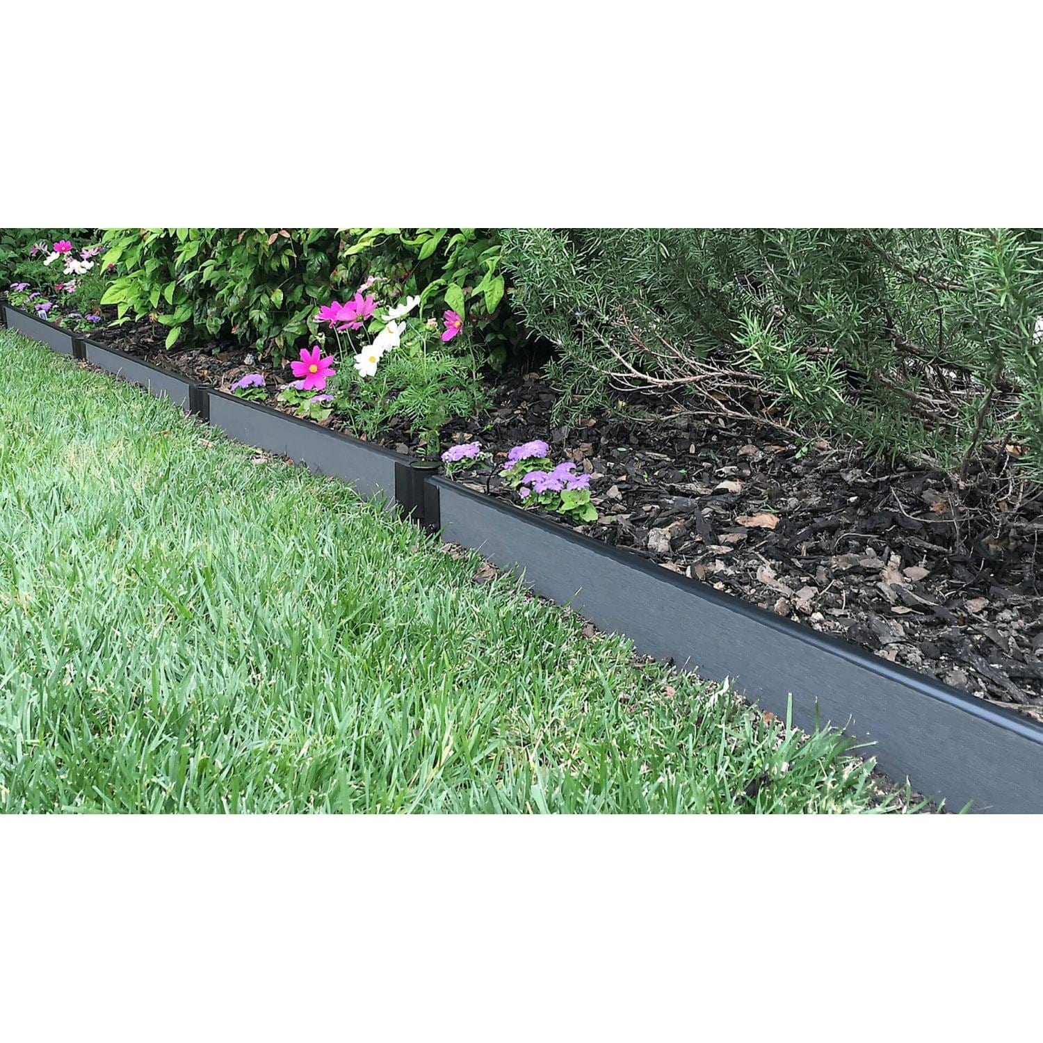 Frame It All Gardening Accessories Frame It All | Tool-Free Straight Landscape Edging Kit 64' Weathered Wood - 1" Profile 300001781