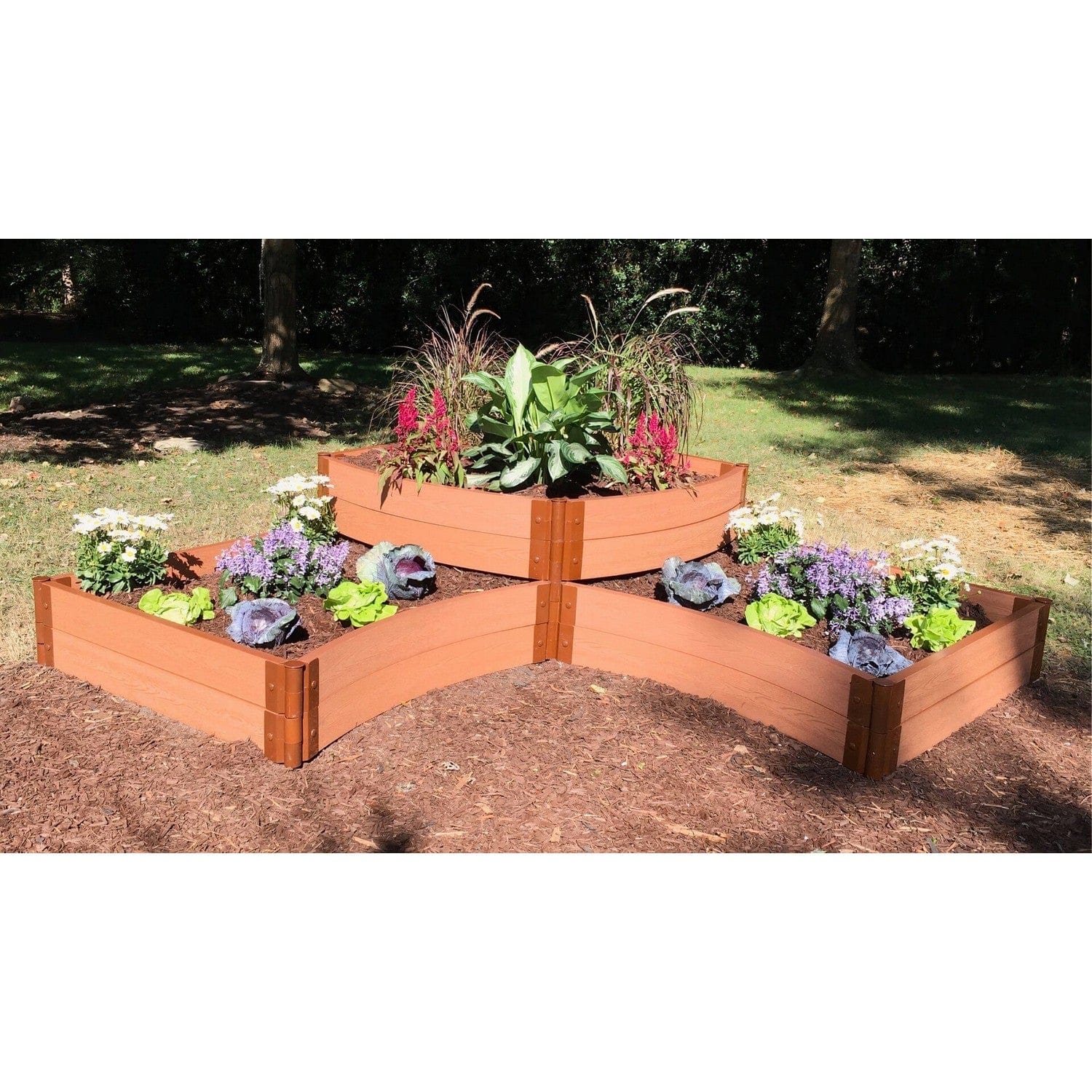 Frame It All Gardening Accessories Frame It All | Tool-Free Teardrop Curved Corner Raised Garden Bed (2-Tier) 8' X 8' X 11" - Uptown Brown - 1" Profile 800002008