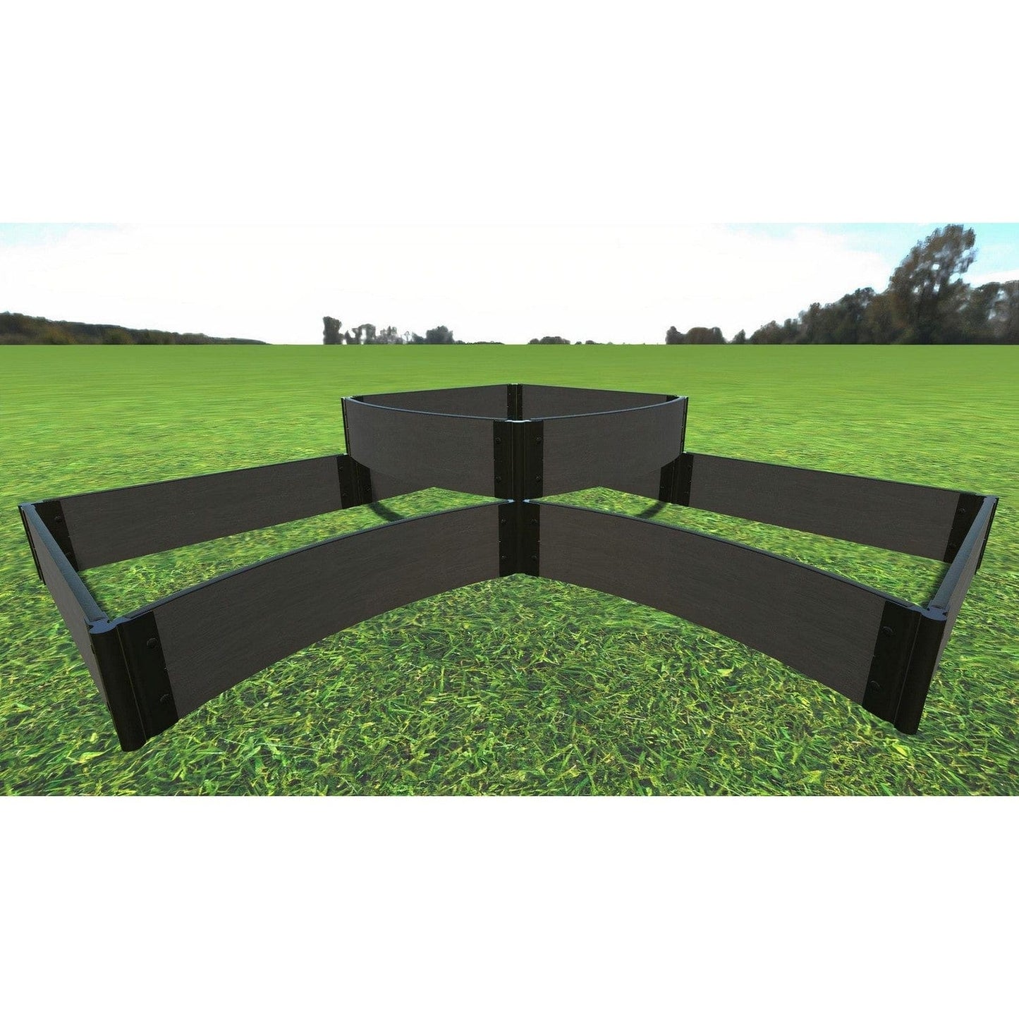 Frame It All Gardening Accessories Frame It All | Tool-Free Teardrop Curved Corner Raised Garden Bed (2-Tier) 8' X 8' X 11" - Weathered Wood - 1" Profile 800002007