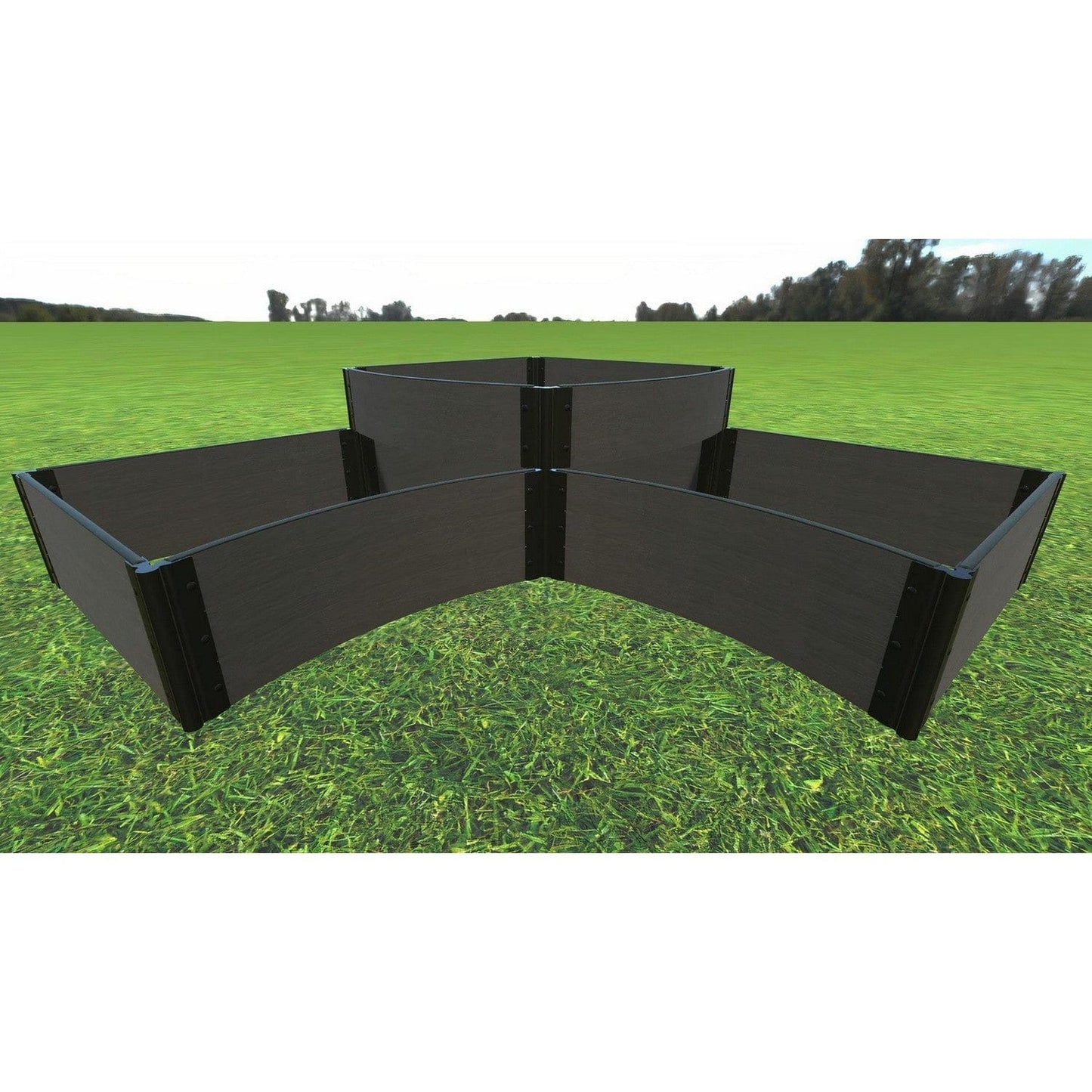 Frame It All Gardening Accessories Frame It All | Tool-Free Teardrop Curved Corner Raised Garden Bed (2-Tier) 8' X 8' X 16.5" - Weathered Wood - 1" Profile 800003007