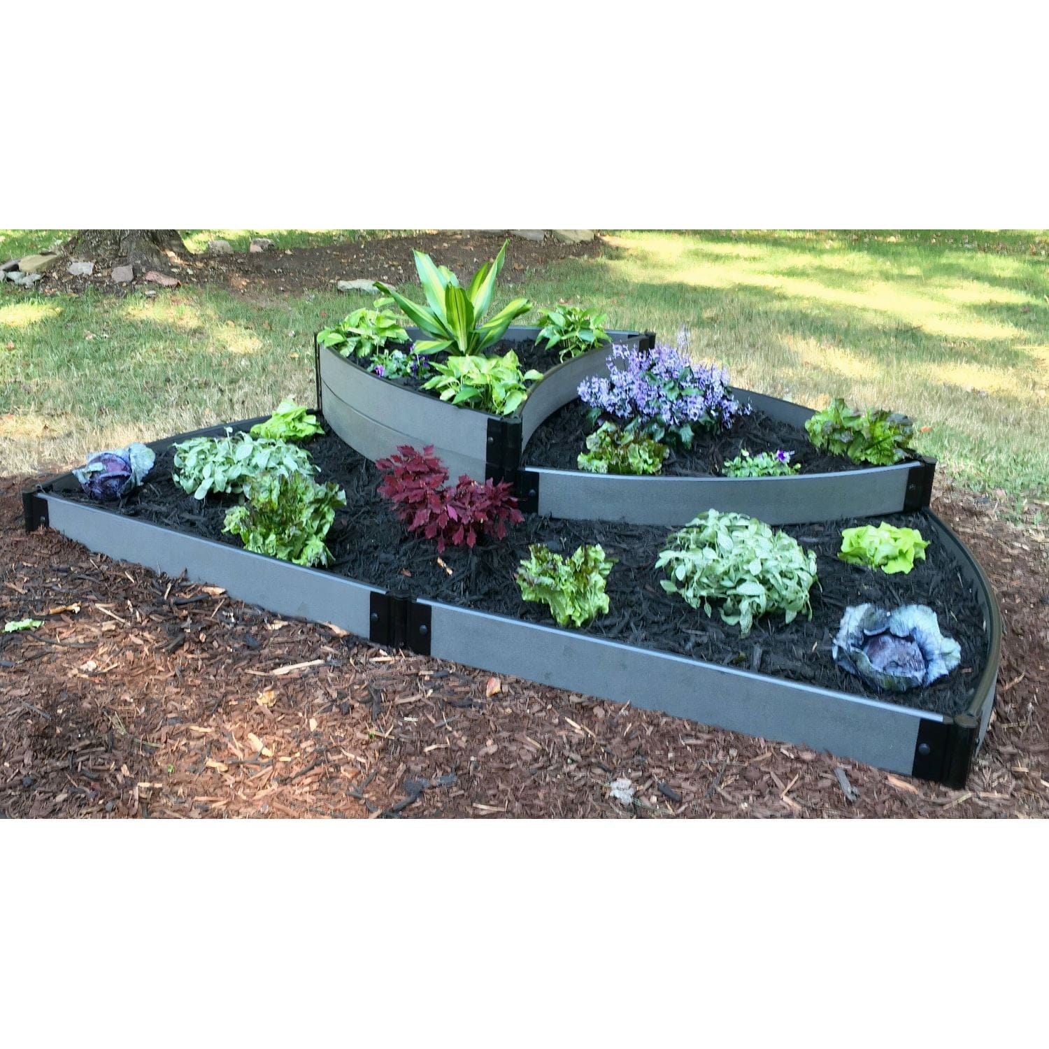 Frame It All Gardening Accessories Frame It All | Tool-Free Victory Cockade Semi Circle Raised Garden Bed (3 Tier Terrace) 6' X 8' X 16.5" - Classic Sienna