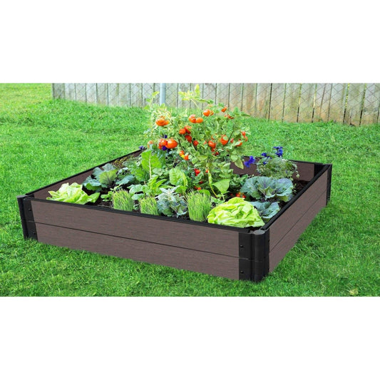 Frame It All Gardening Accessories Frame It All | Tool-Free Weathered Wood Raised Garden Bed 4' X 4' X 11” – 1” Profile 300001427