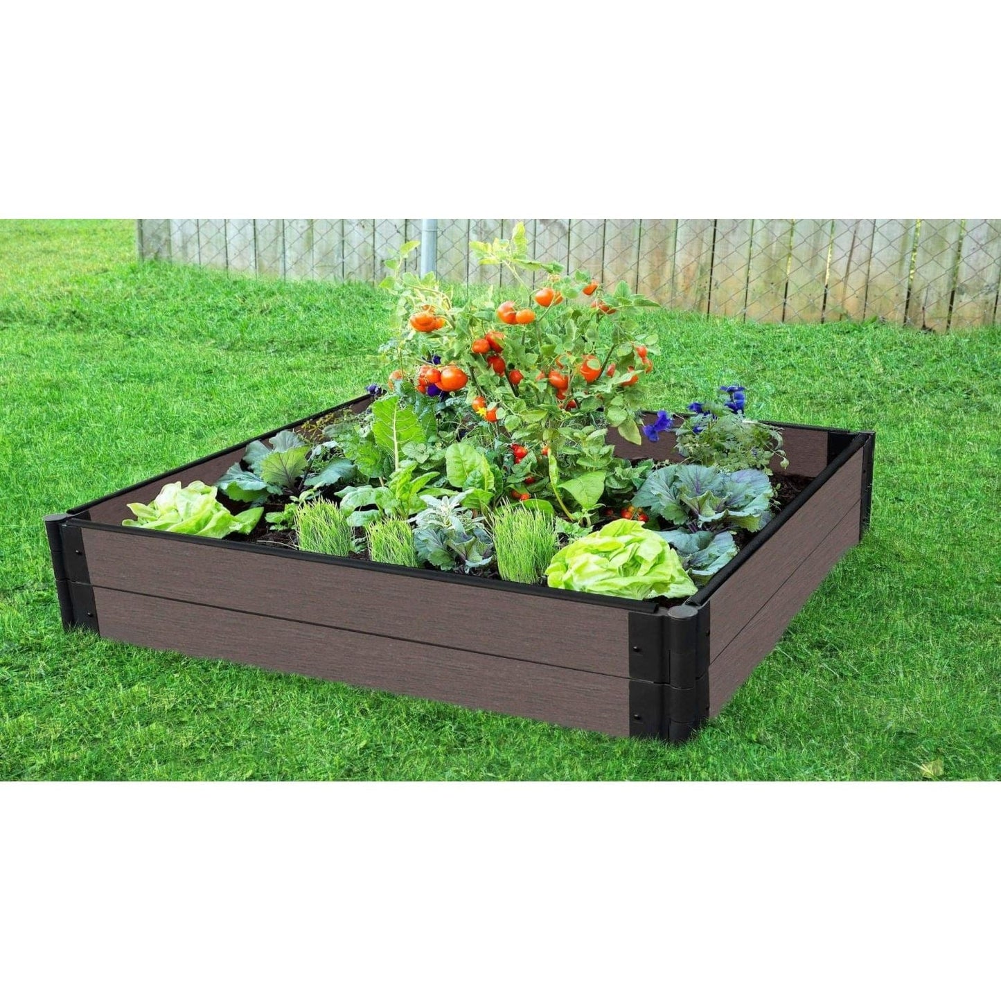 Frame It All Gardening Accessories Frame It All | Tool-Free Weathered Wood Raised Garden Bed 4' X 4' X 16.5” – 1” Profile 300003425