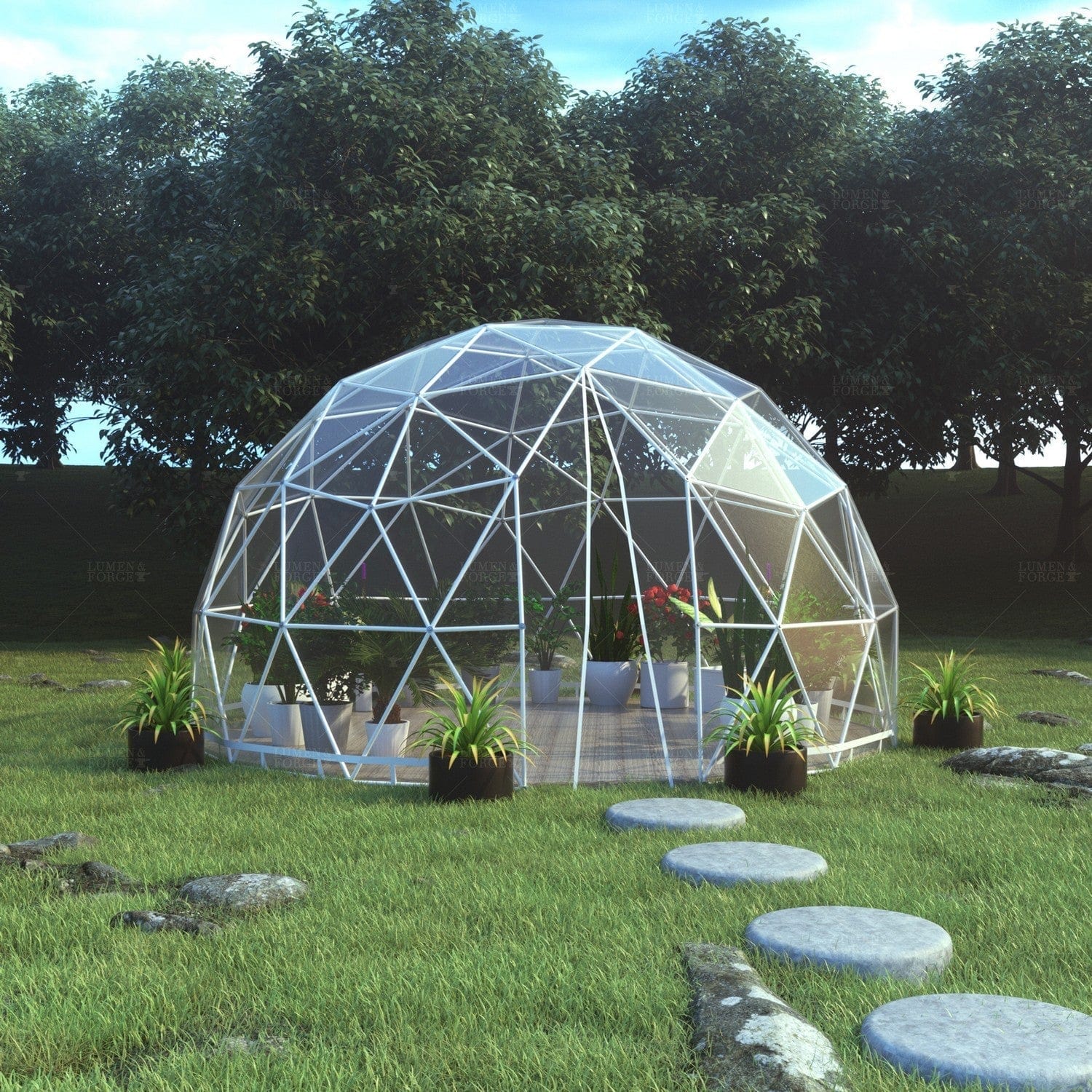 Lumen & Forge Sun Room Kit Lumen & Forge | Geodesic Dome Greenhouse, Sunroom, Dining - 20 ft 6m-Dome