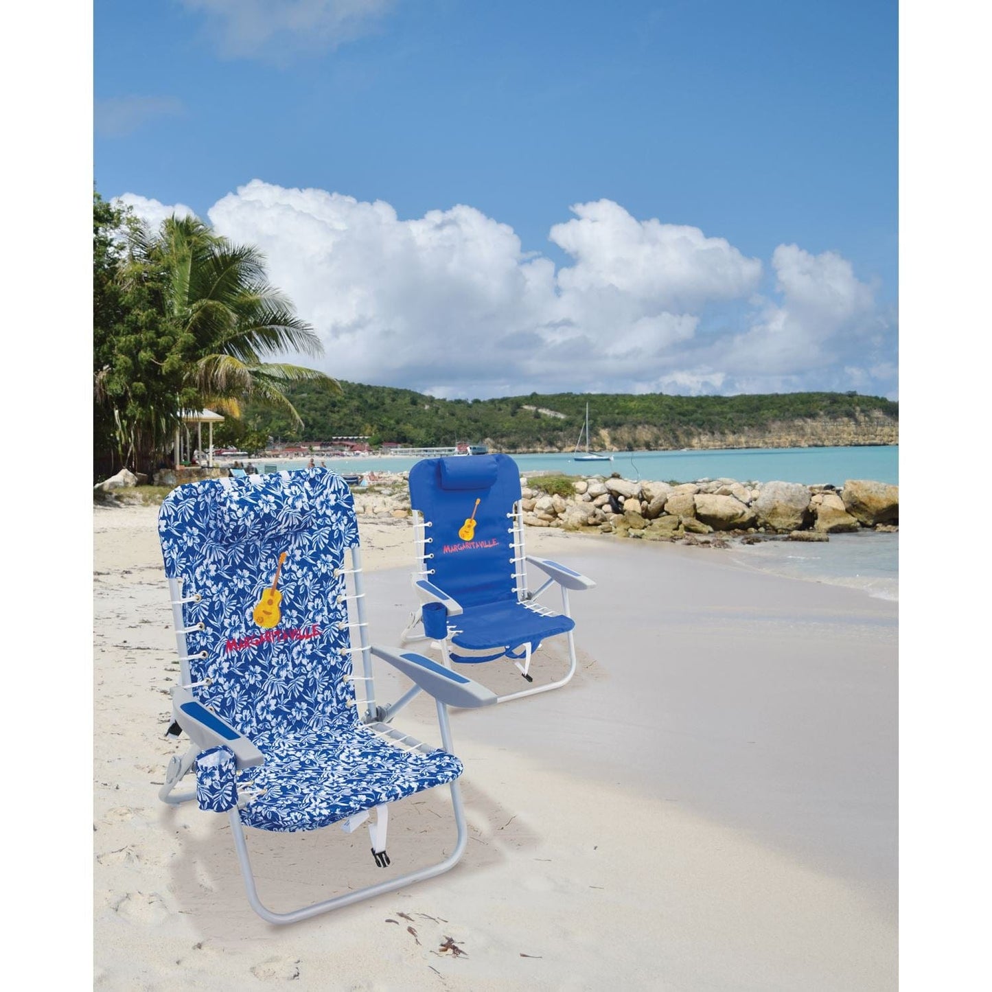 Margaritaville Backpack chair Margaritaville | 4-Position Backpack Beach Chair - Blue Floral SC529MV-505-1
