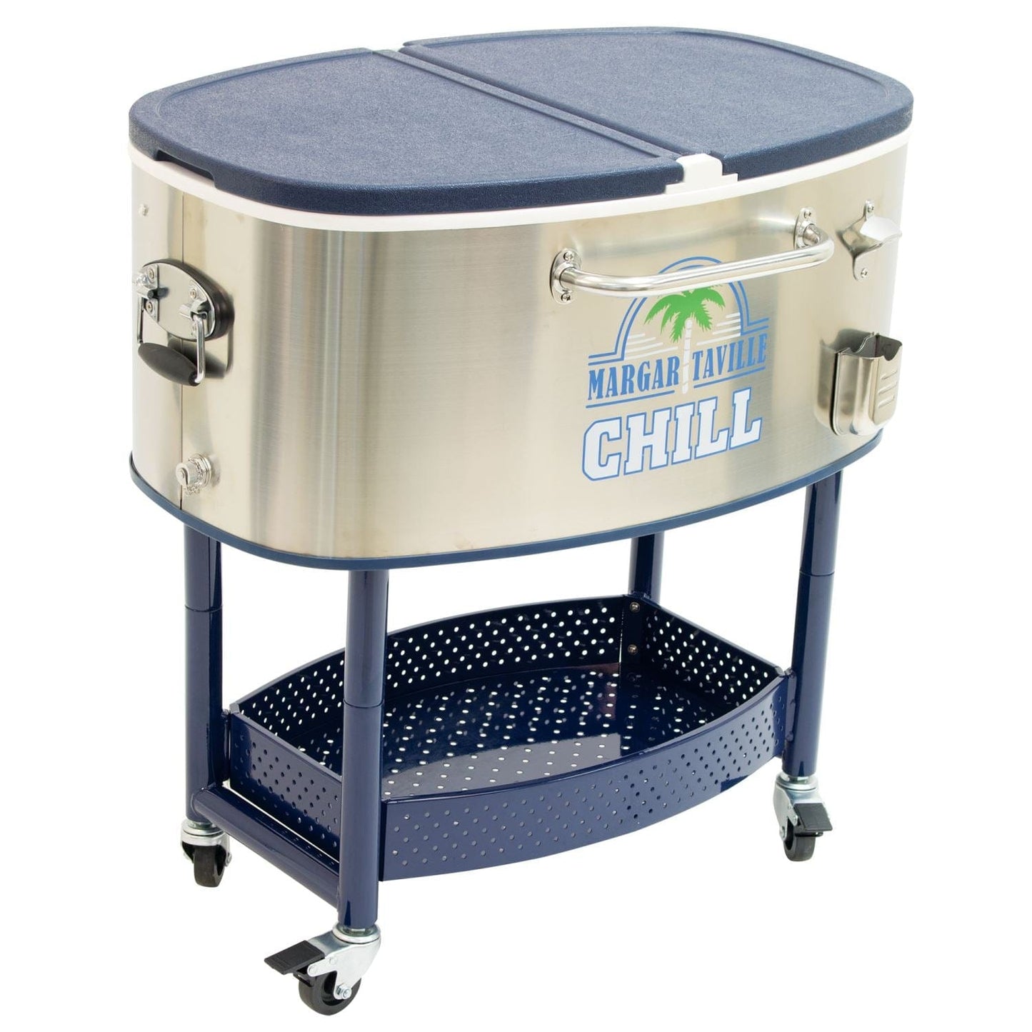 Margaritaville Cooler Margaritaville | Rolling Oval Stainless Steel Cooler - 82 Quart - Margaritaville Chill RC200SSMV-09-1