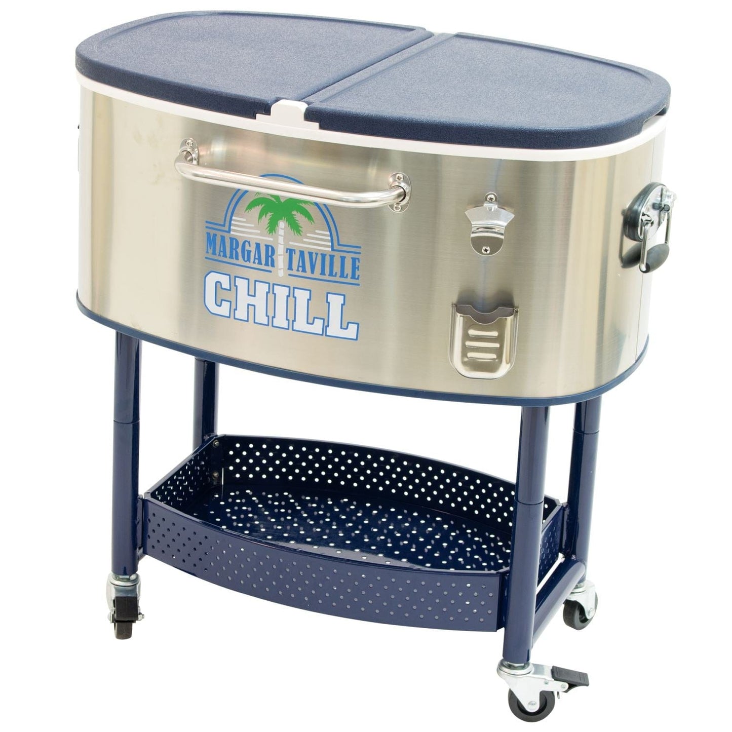 Margaritaville Cooler Margaritaville | Rolling Oval Stainless Steel Cooler - 82 Quart - Margaritaville Chill RC200SSMV-09-1