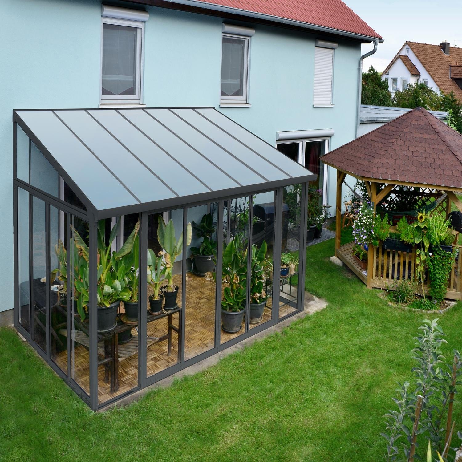 Palram - Canopia | SanRemo 10x14 Ft Patio Enclosure - Gray/Clear ...