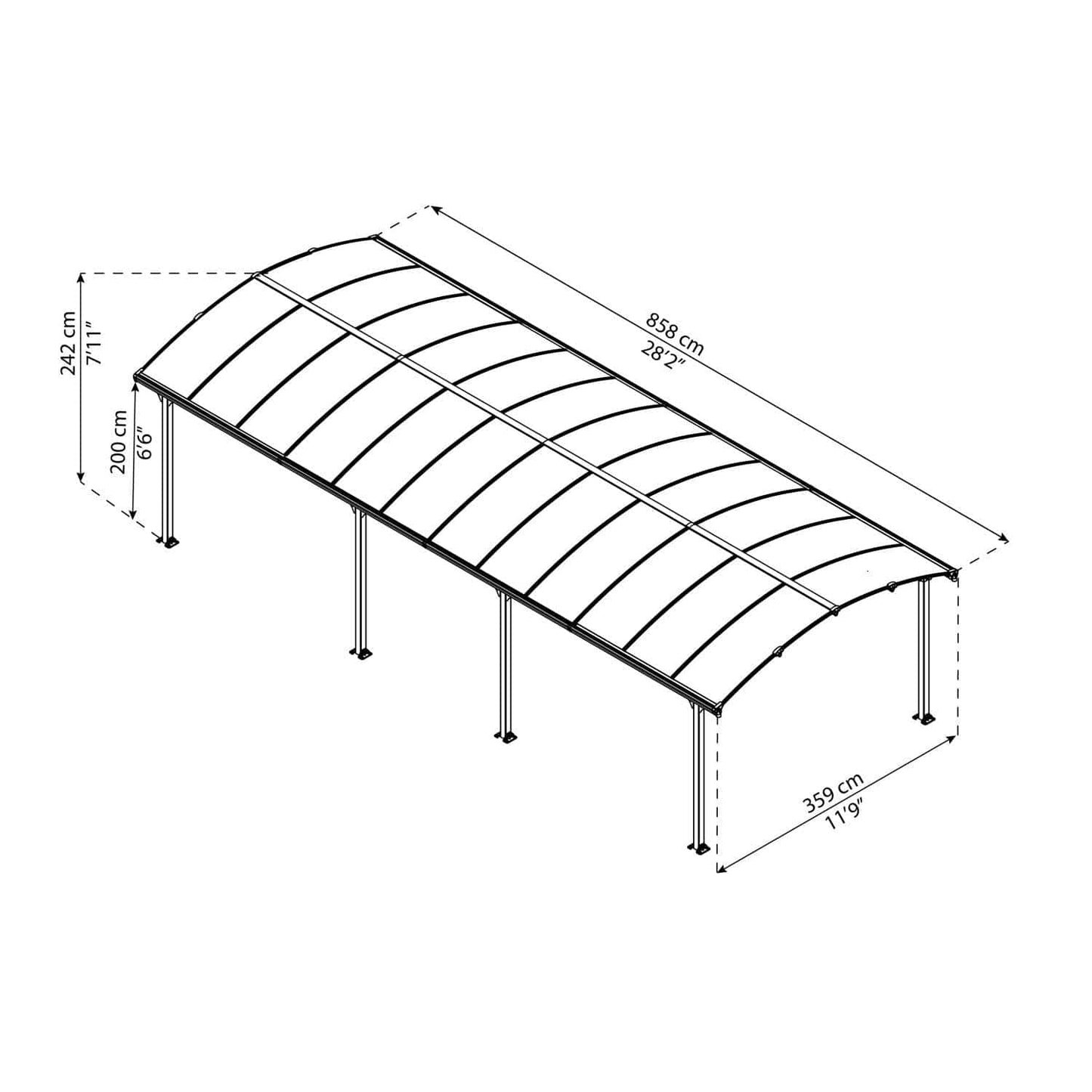 Palram - Canopia Carports Palram - Canopia | Arcadia 5000 Carport 12'X28'X8' HG9119