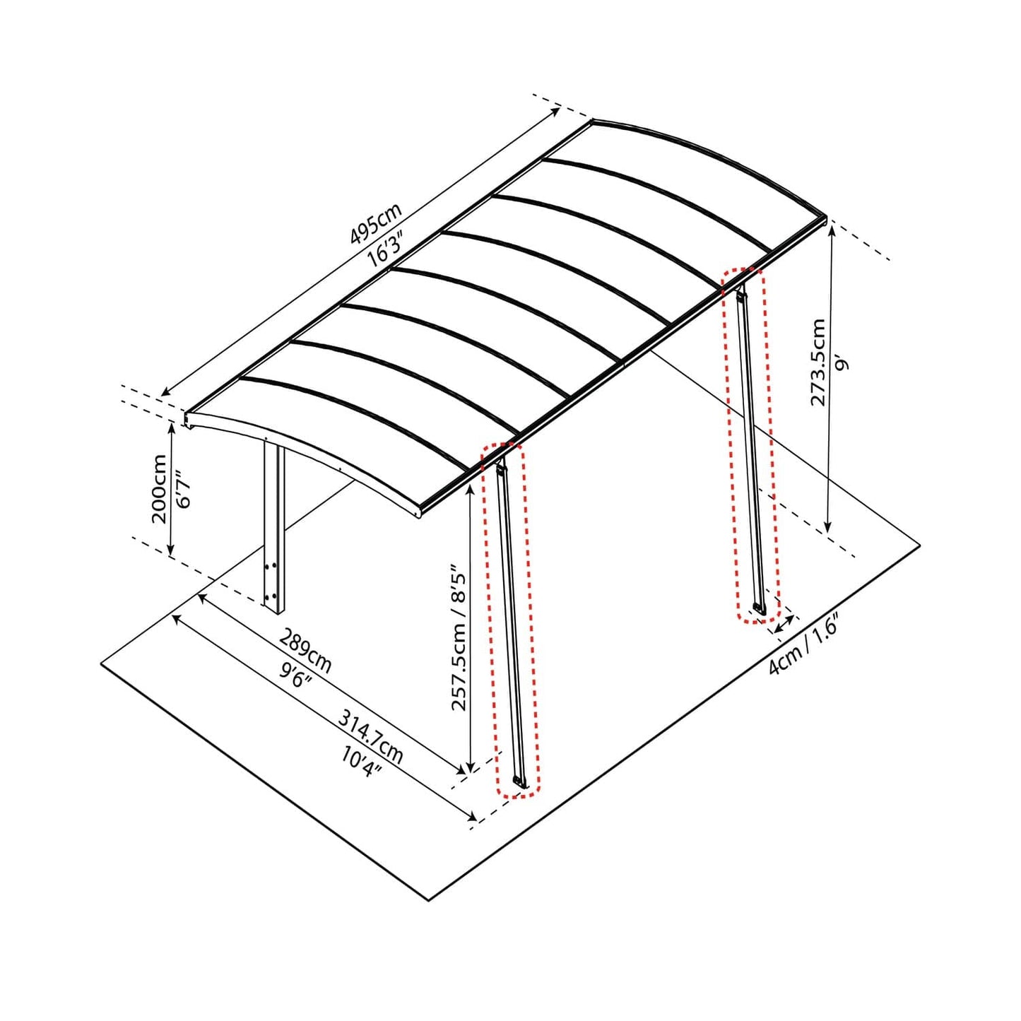 Palram - Canopia Carports Palram - Canopia | Arizona Carport Winter Support Kit HG9107