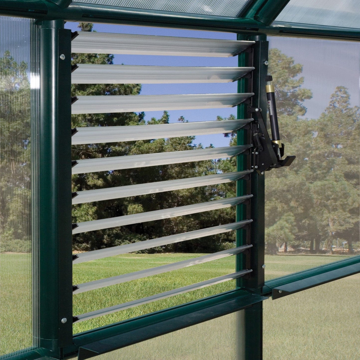 Palram - Canopia Automatic Louver Window Opener for Nature Series (Mythos, Hybrid, Essence), Americana and Rion greenhouses - mygreenhousestore.com