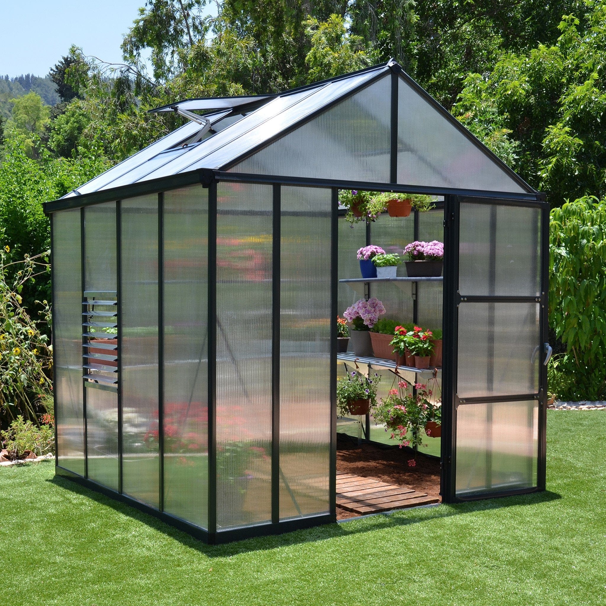 Palram - Canopia | Glory Premium Greenhouse Kit 8 ft Wide - Gray With