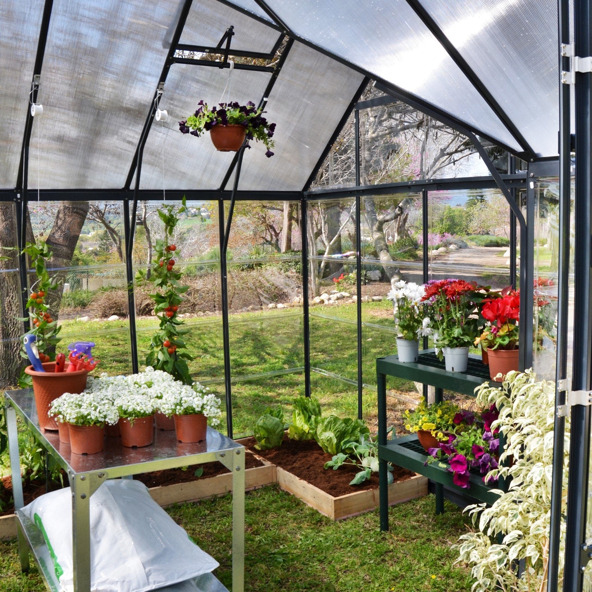 Palram - Canopia | 12x10 ft Chalet Greenhouse Kit - Gray With 0.8
