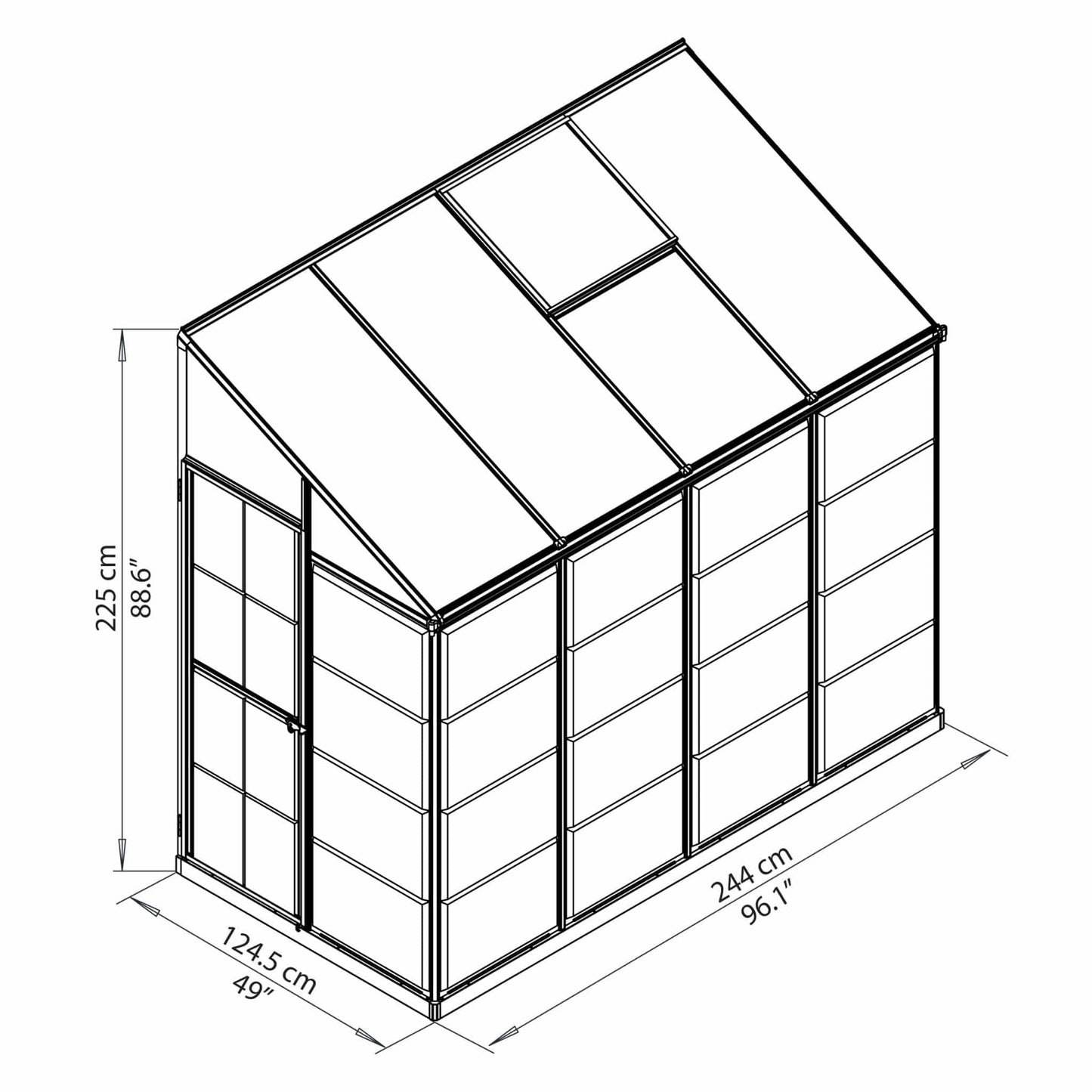 Palram - Canopia Hybrid Lean-To 4' x 8' - mygreenhousestore.com