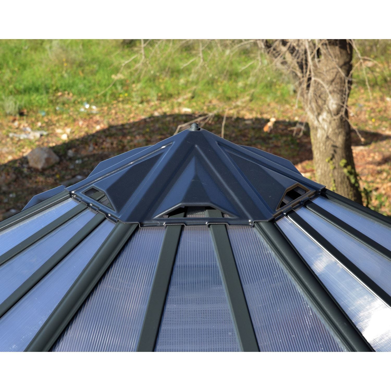 Palram - Canopia | 12x10 ft Oasis Hex Greenhouse Kit - Gray With 0.8mm