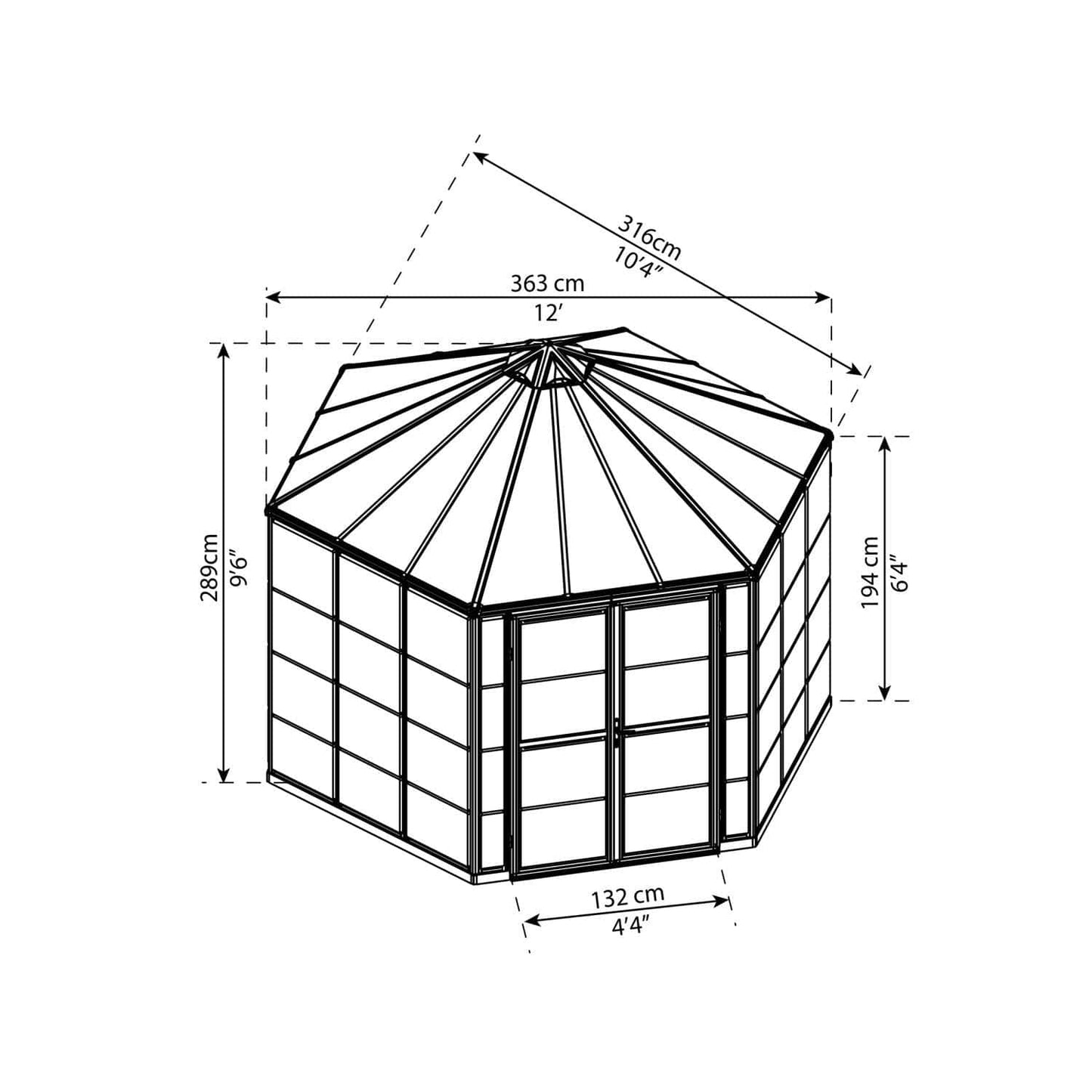 Palram - Canopia Greenhouse Kit Palram - Canopia | Oasis Hex 12' Greenhouse HG6005