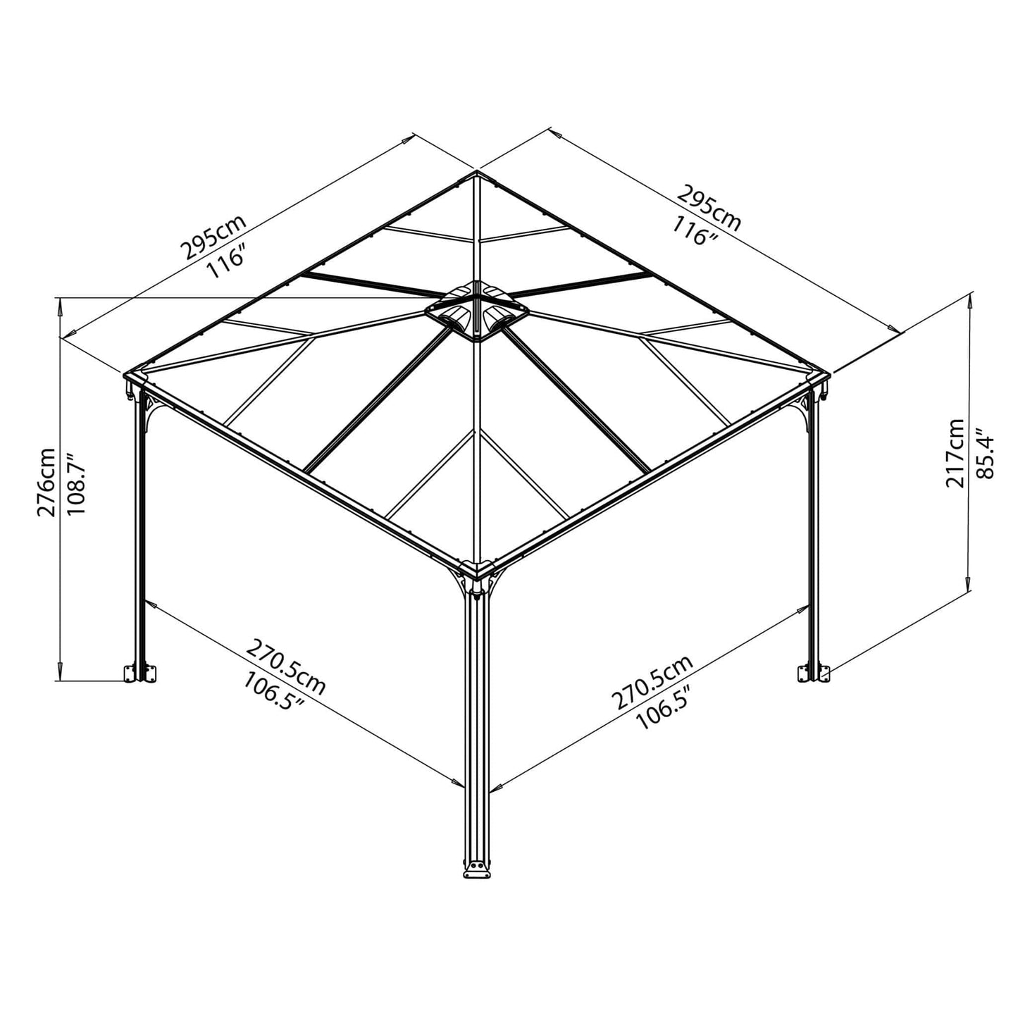 Palram - Canopia Palermo 3000 10' x 10' Gazebo - mygreenhousestore.com