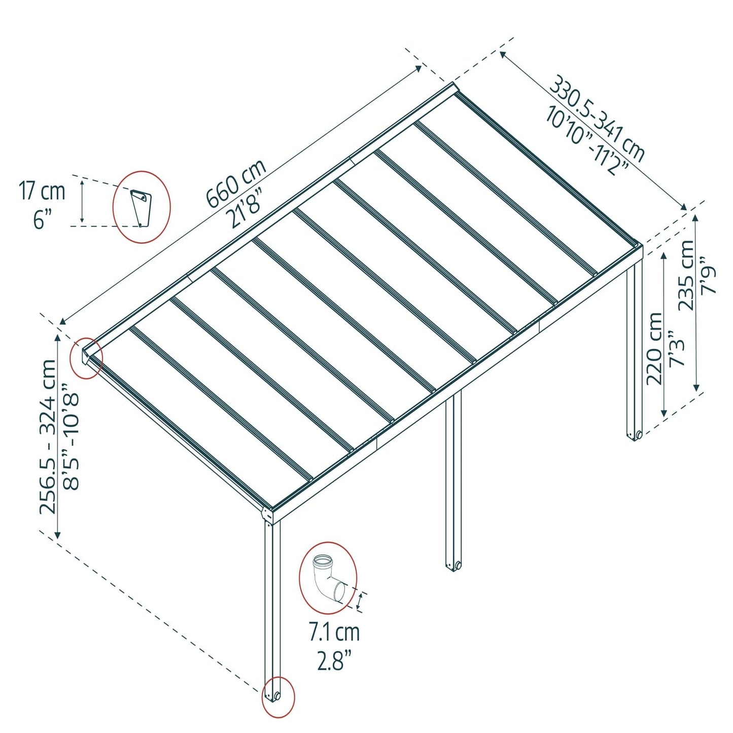 Palram - Canopia Patio Cover Palram - Canopia | Stockholm 11x22 ft Patio Cover - Gray/Clear HG9461