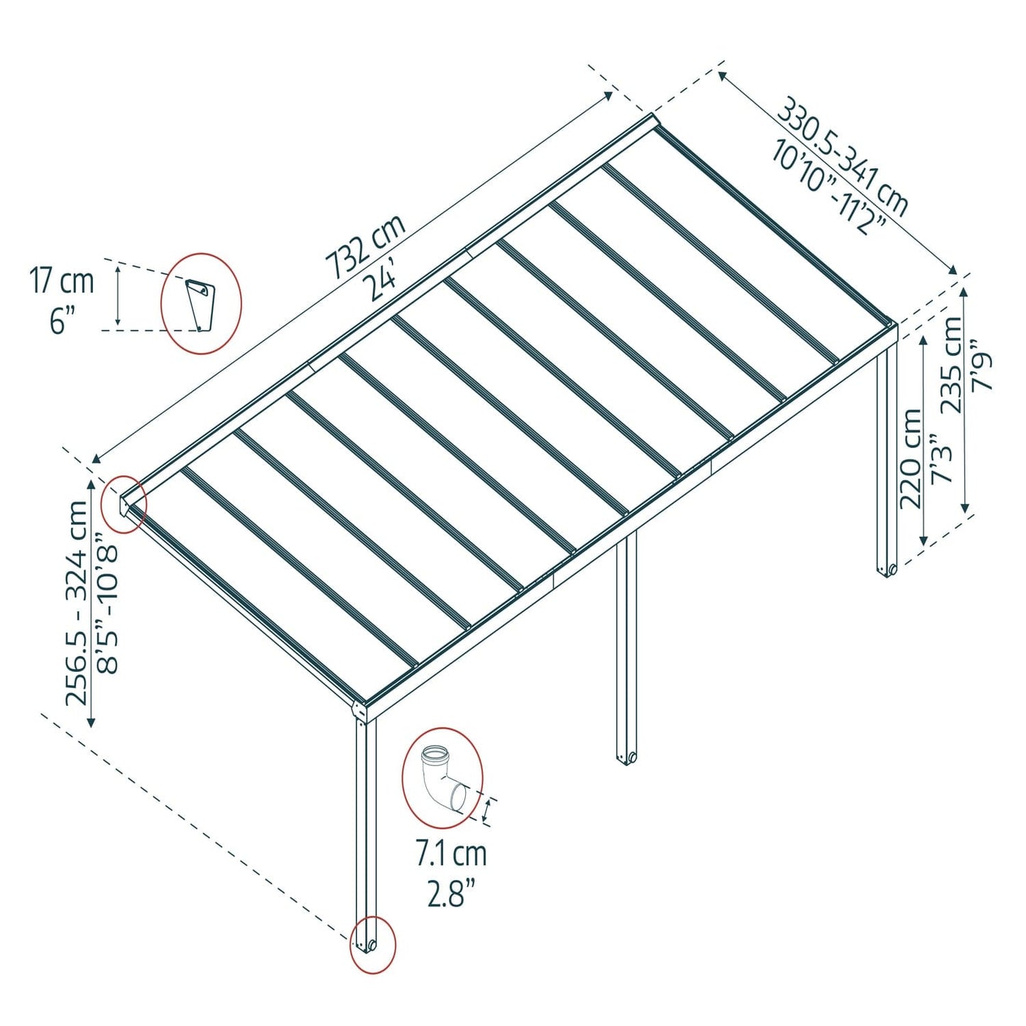 Palram - Canopia Patio Cover Palram - Canopia | Stockholm 11x24 ft Patio Cover - Gray/Clear HG9463