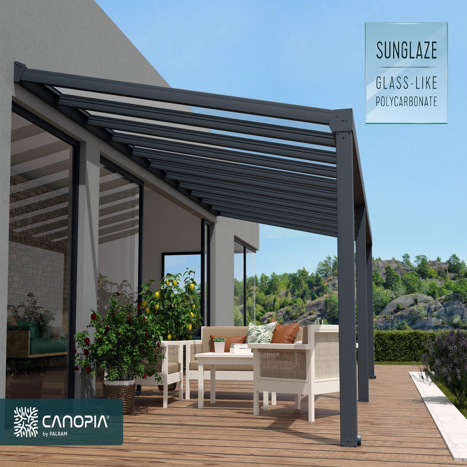 Palram - Canopia Patio Cover Palram - Canopia | Stockholm 11x26 ft Patio Cover - Gray/Clear HG9464
