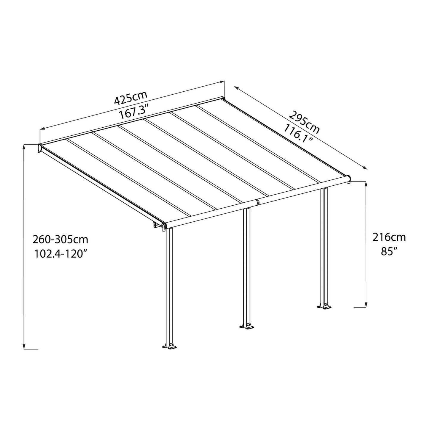 Palram - Canopia Olympia Patio Cover - Gray - mygreenhousestore.com