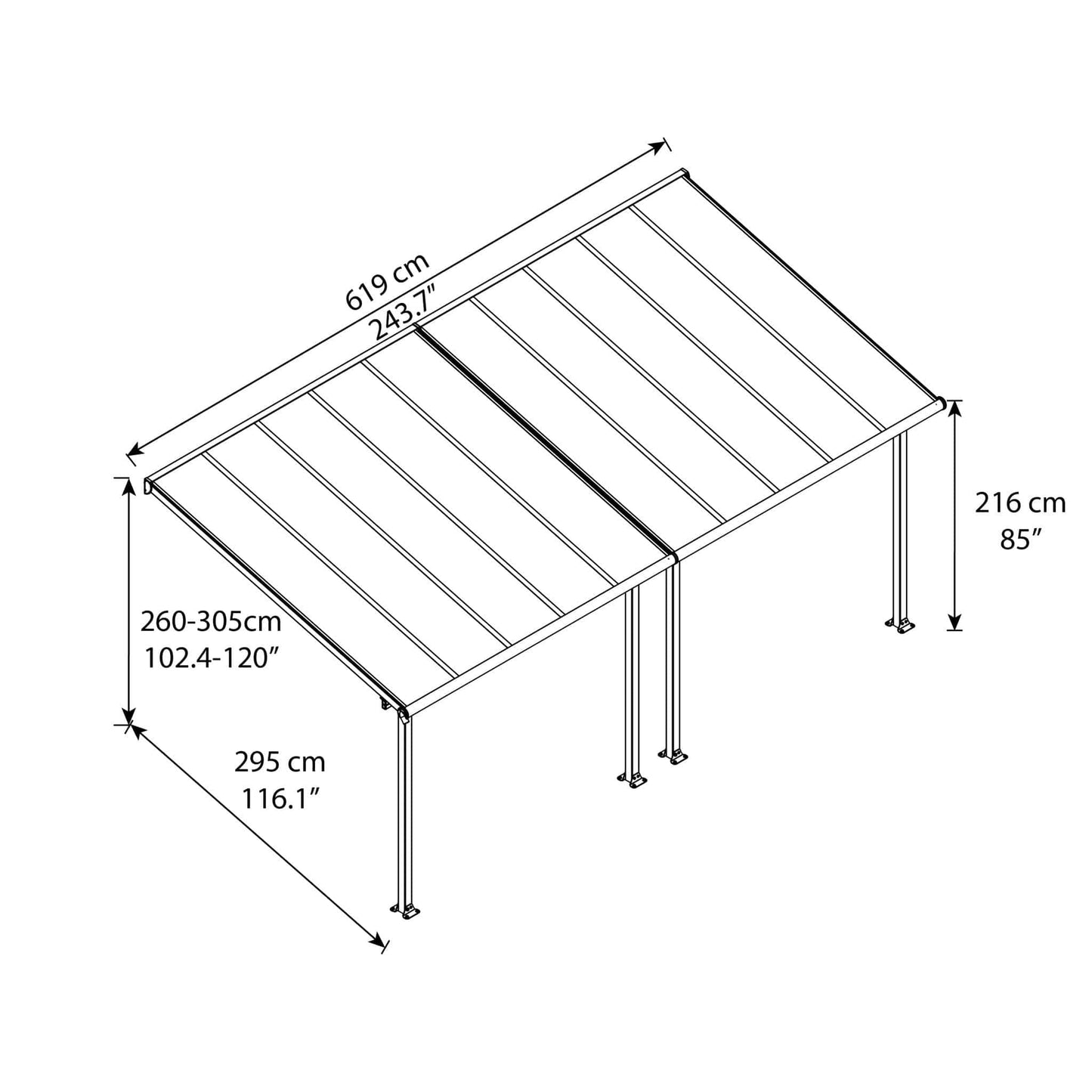 Palram - Canopia Olympia Patio Cover - Gray - mygreenhousestore.com