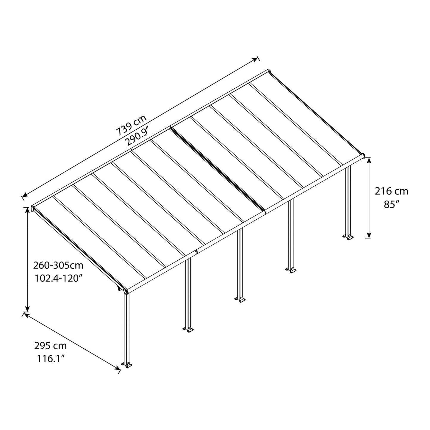 Palram - Canopia Olympia Patio Cover - Gray - mygreenhousestore.com