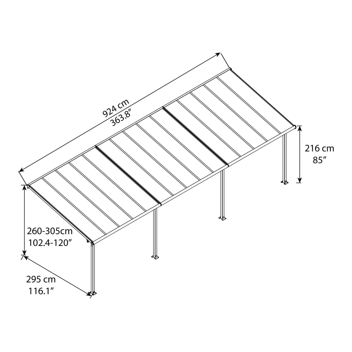 Palram - Canopia Olympia Patio Cover - Gray - mygreenhousestore.com