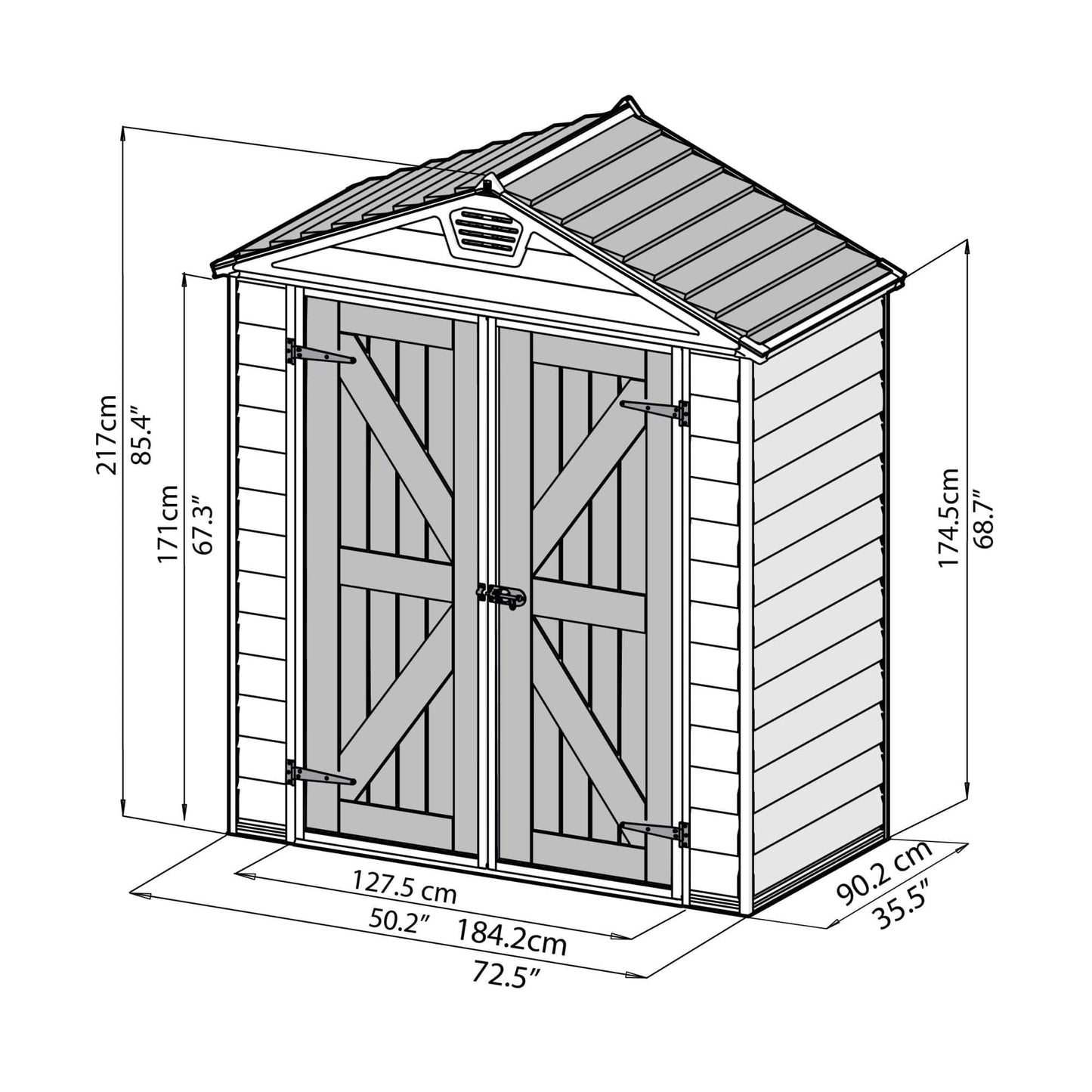 Palram - Canopia SkyLight Storage Shed - 6' Wide - Gray - mygreenhousestore.com