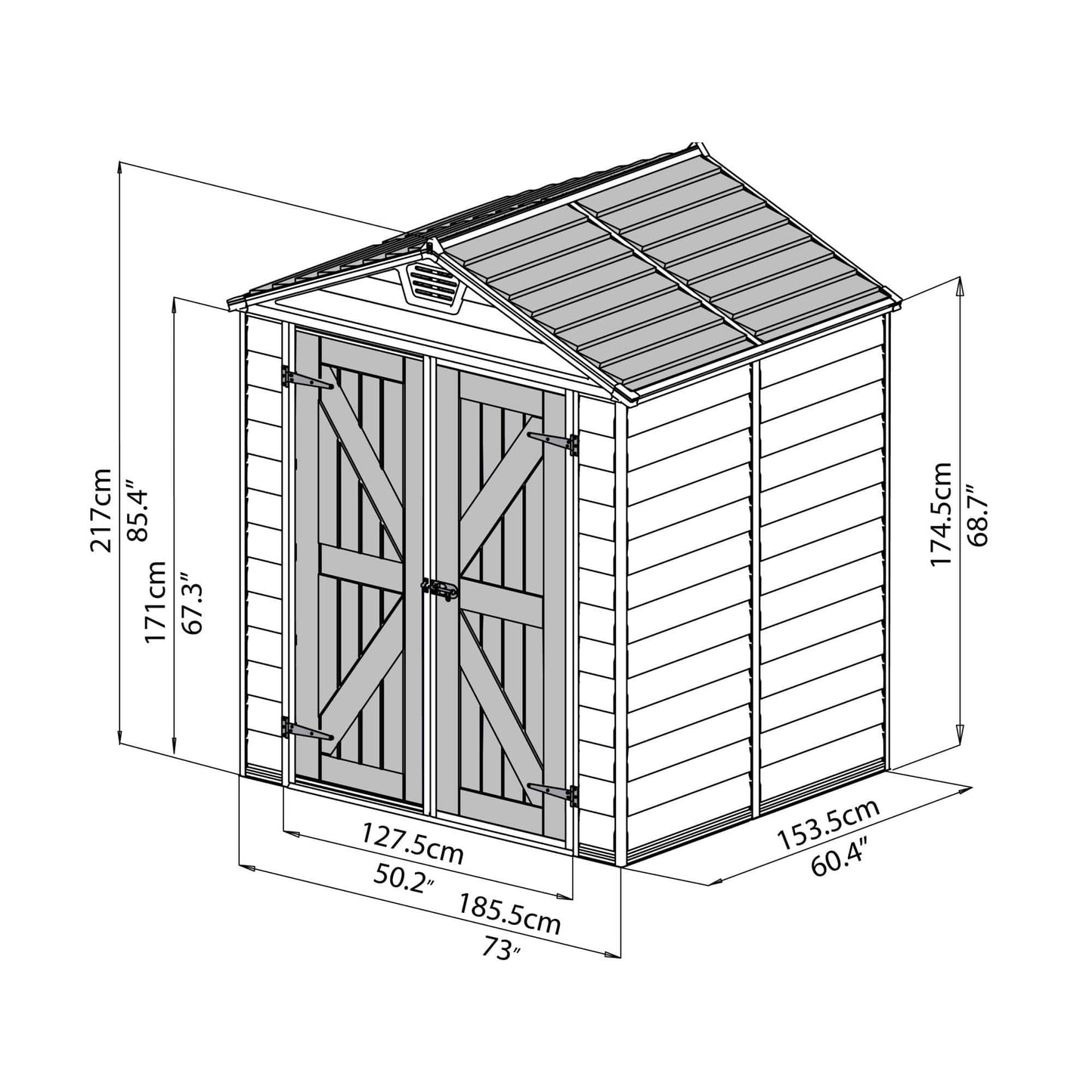 Palram - Canopia SkyLight Storage Shed - 6' Wide - Gray - mygreenhousestore.com