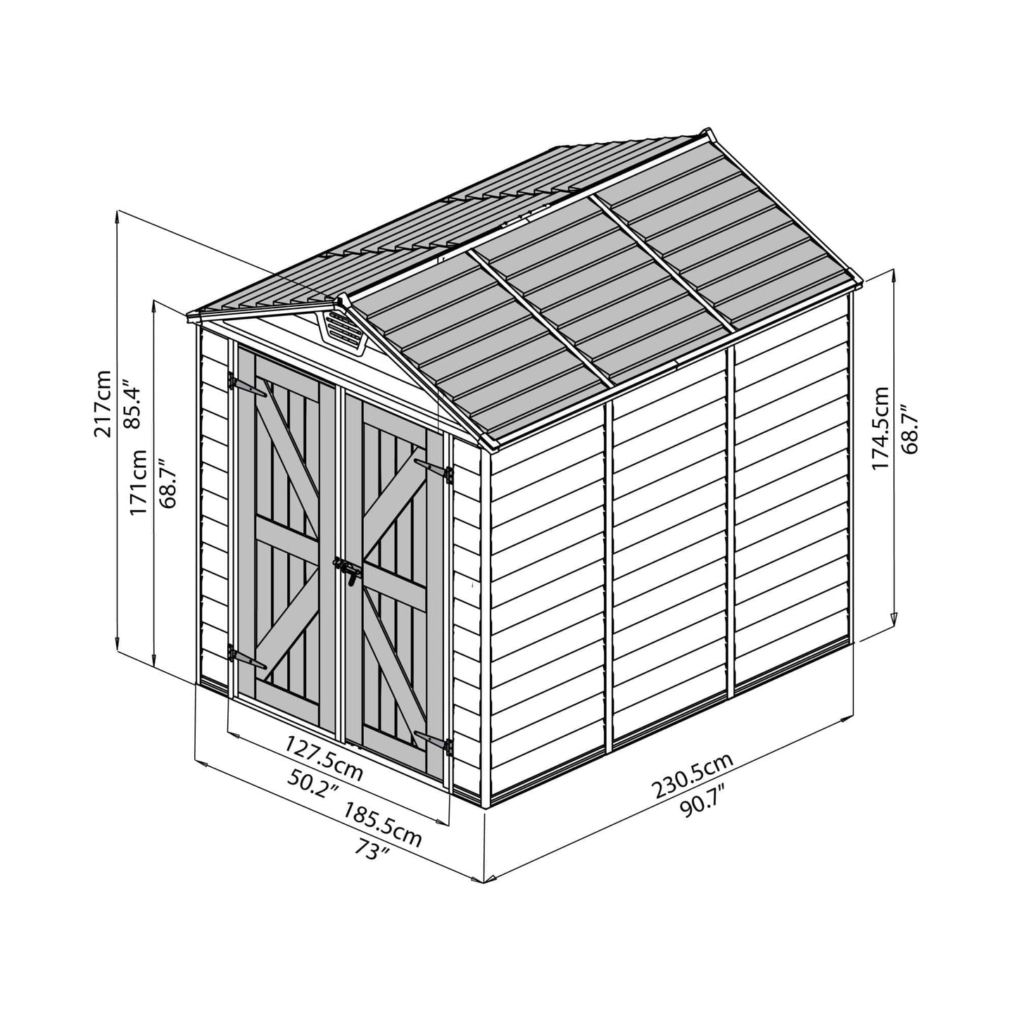 Palram - Canopia SkyLight Storage Shed - 6' Wide - Gray - mygreenhousestore.com