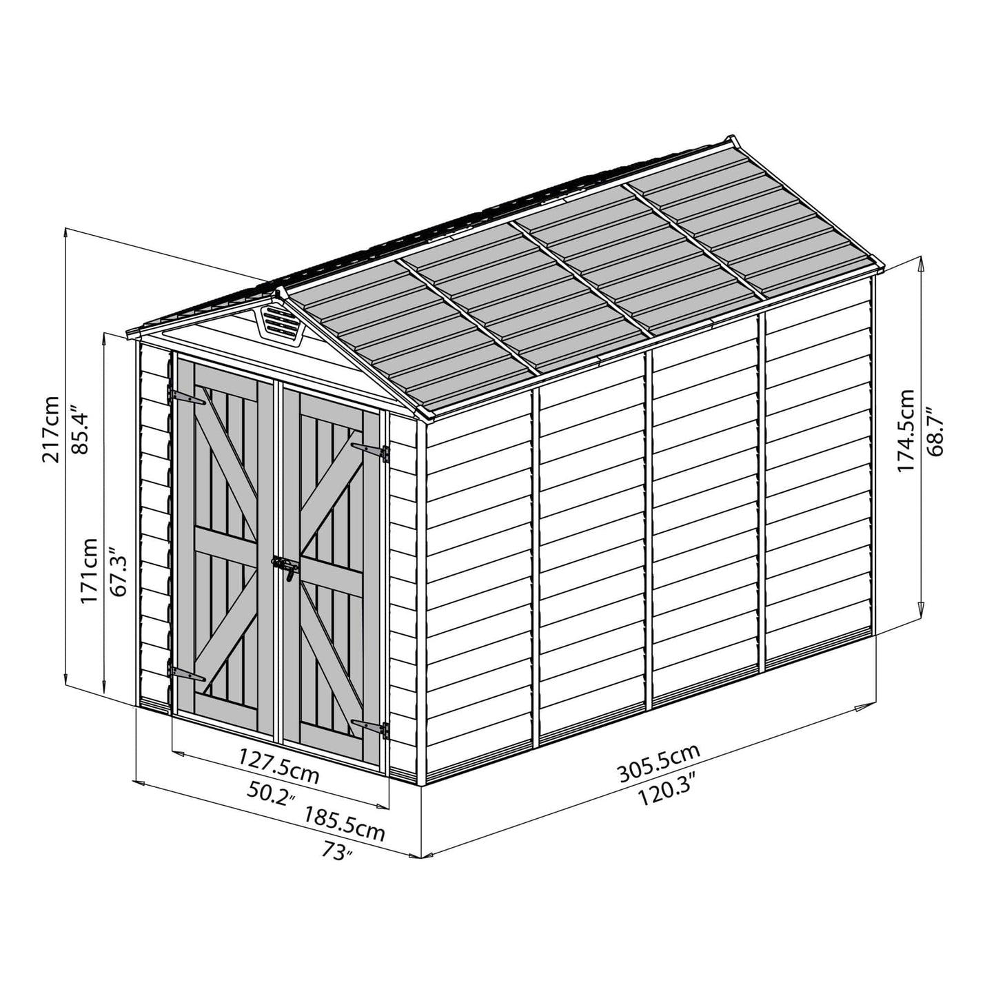 Palram - Canopia SkyLight Storage Shed - 6' Wide - Gray - mygreenhousestore.com