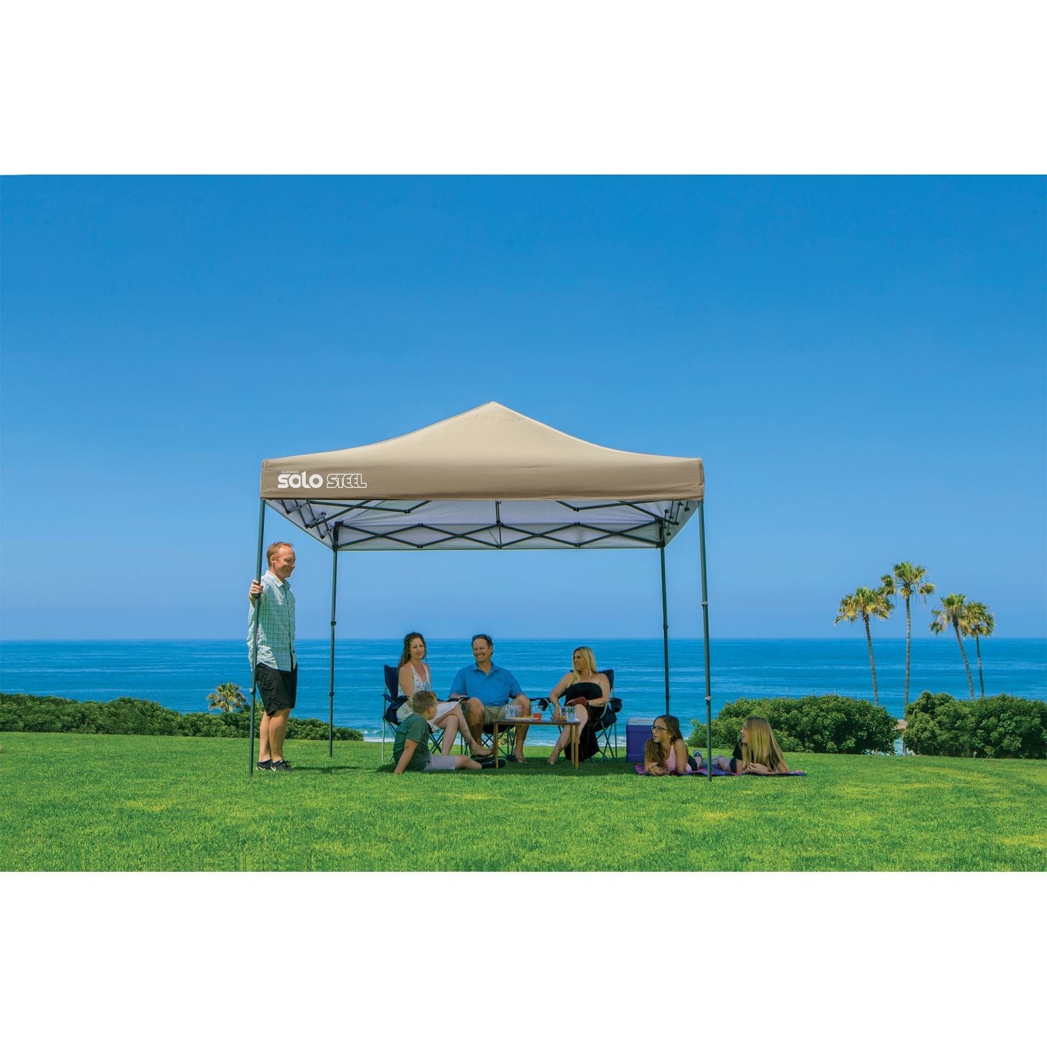 Quik Shade Pop Up Canopies Quik Shade | Solo Steel 100 10' x 10' Straight Leg Canopy - Khaki 167543DS