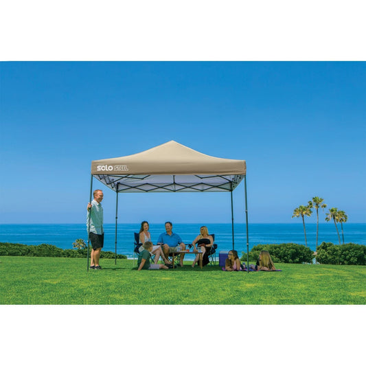 Quik Shade Pop Up Canopies Quik Shade | Solo Steel 100 10' x 10' Straight Leg Canopy - Khaki 167543DS