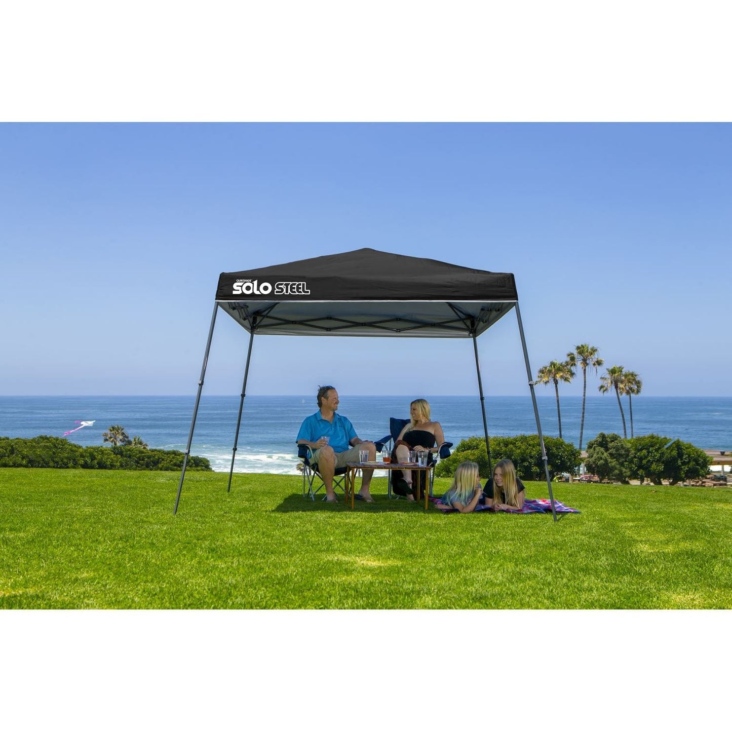 Quik Shade Pop Up Canopies Quik Shade | Solo Steel 64 10' x 10' Slant Leg Canopy - Black 167554DS