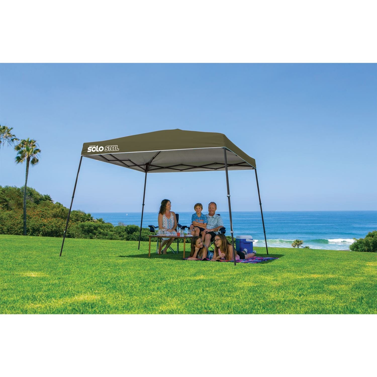 Quik Shade Pop Up Canopies Quik Shade | Solo Steel 72 11' x 11' Slant Leg Canopy - Olive 167547DS