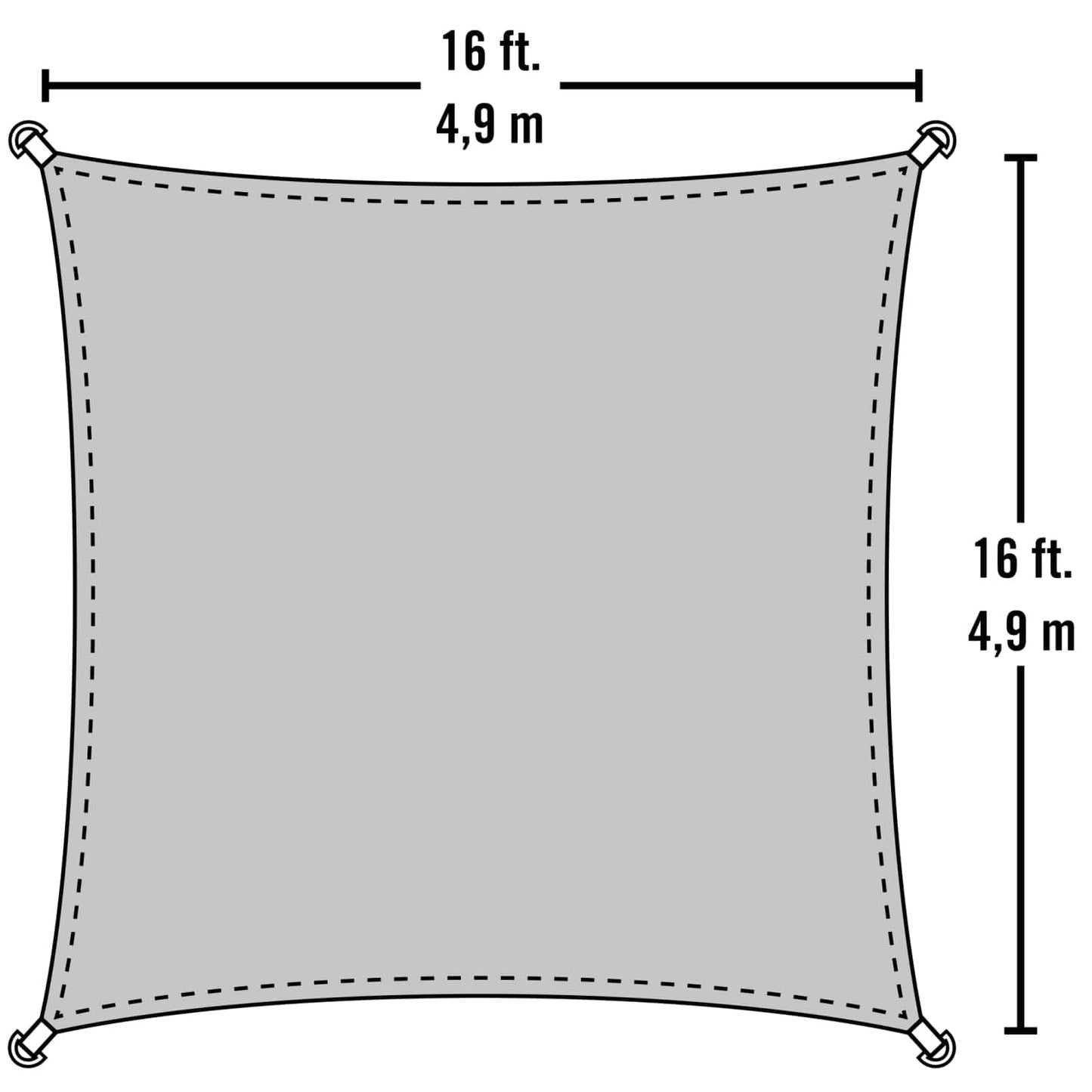 Quik Shade Sun Shade Products Quik Shade | 16 ft square Gray Shade Sail 25620