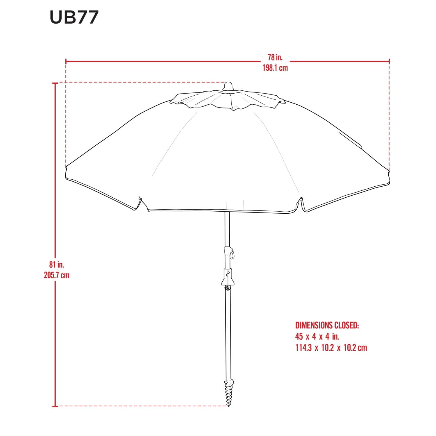 Rio Beach Beach Umbrella Rio Beach | 7 ft Beach Umbrella With Sand Anchor - Dark Blue UB77-28-1