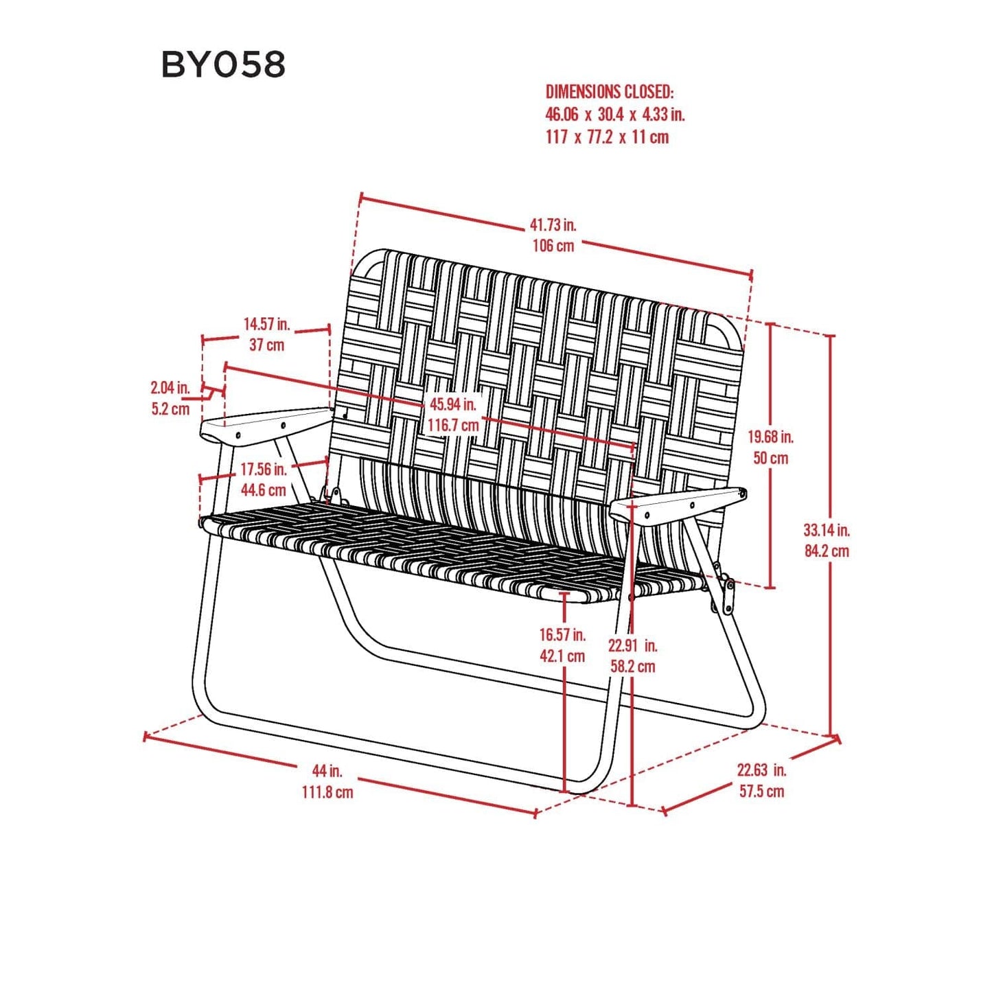 RIO Outdoor folding chair RIO | Web Loveseat BY058-0128-1