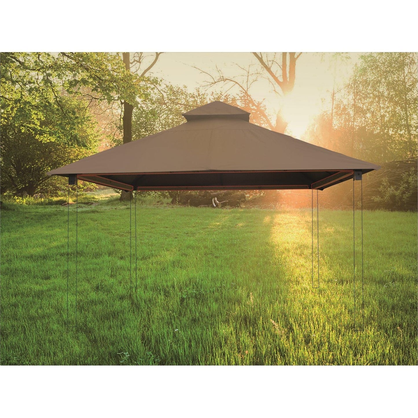 Riverstone Industries Soft Top Gazebos Riverstone | ACACIA Gazebo Roof Framing and Mounting Kit With OutDURA Canopy - Antique Beige