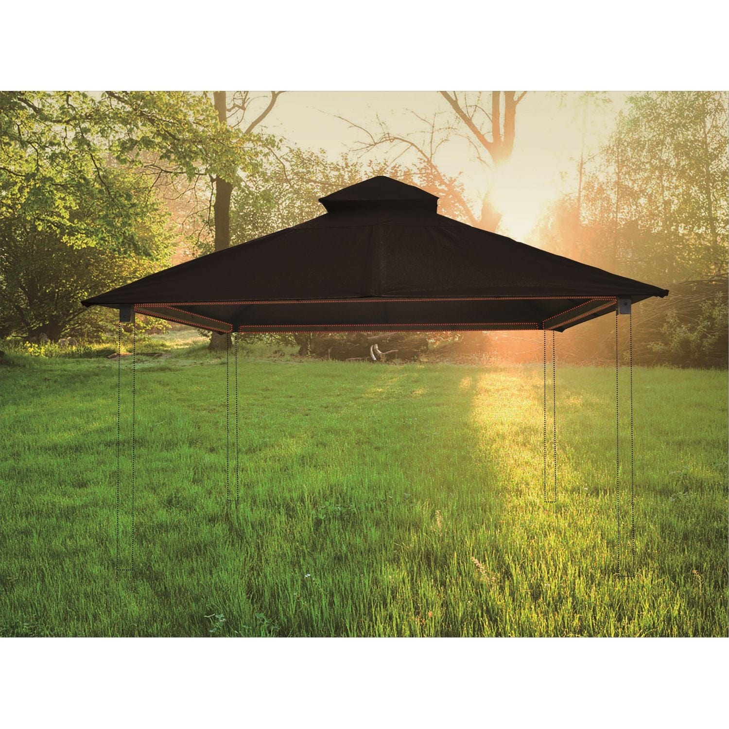 Riverstone Industries Soft Top Gazebos Riverstone | ACACIA Gazebo Roof Framing and Mounting Kit With OutDURA Canopy - Black