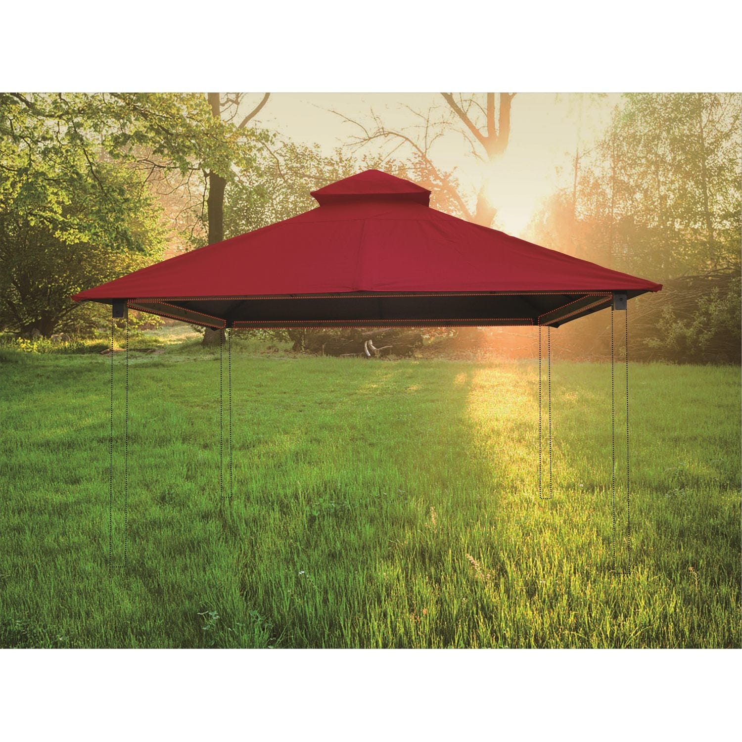 Riverstone Industries Soft Top Gazebos Riverstone | ACACIA Gazebo Roof Framing and Mounting Kit With OutDURA Canopy - Cardinal Red