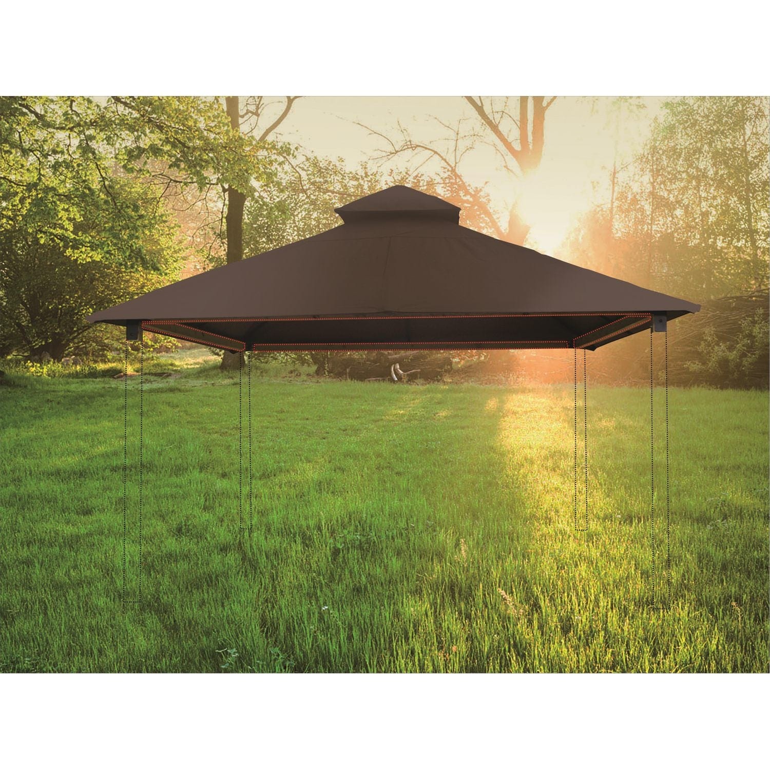 Riverstone Industries Soft Top Gazebos Riverstone | ACACIA Gazebo Roof Framing and Mounting Kit With OutDURA Canopy - Desert Beige