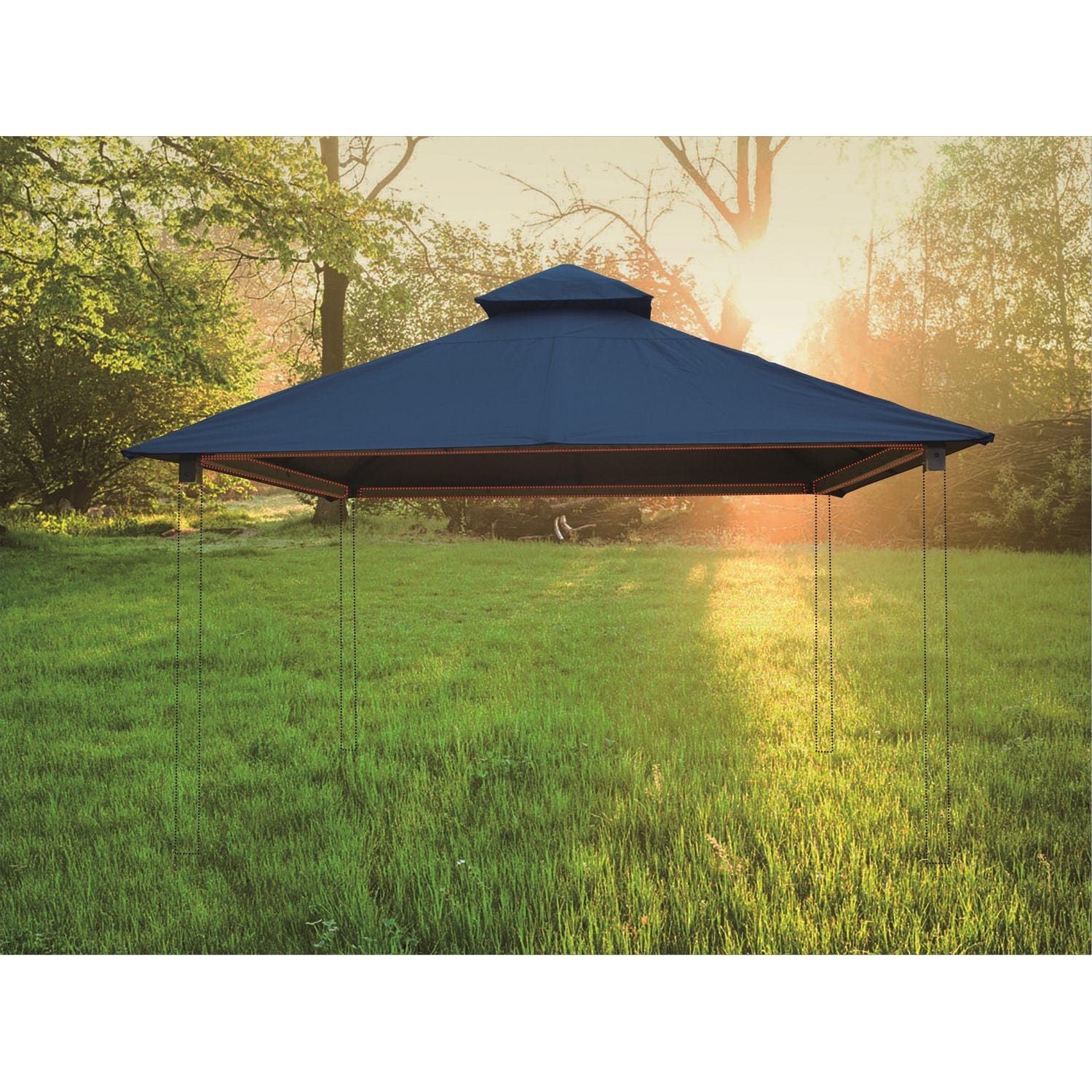 Riverstone Industries Soft Top Gazebos Riverstone | ACACIA Gazebo Roof Framing and Mounting Kit With OutDURA Canopy - Island Blue