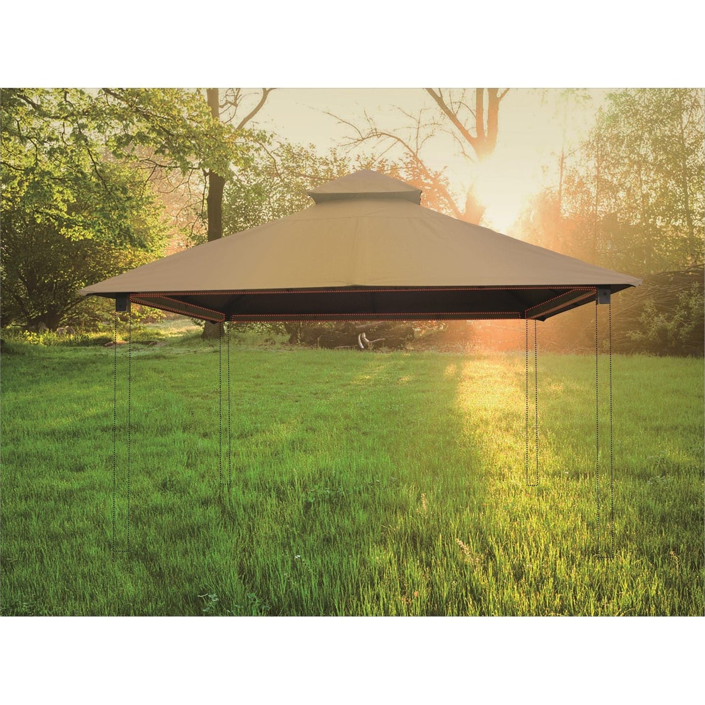 Riverstone Industries Soft Top Gazebos Riverstone | ACACIA Gazebo Roof Framing and Mounting Kit With OutDURA Canopy - Khaki