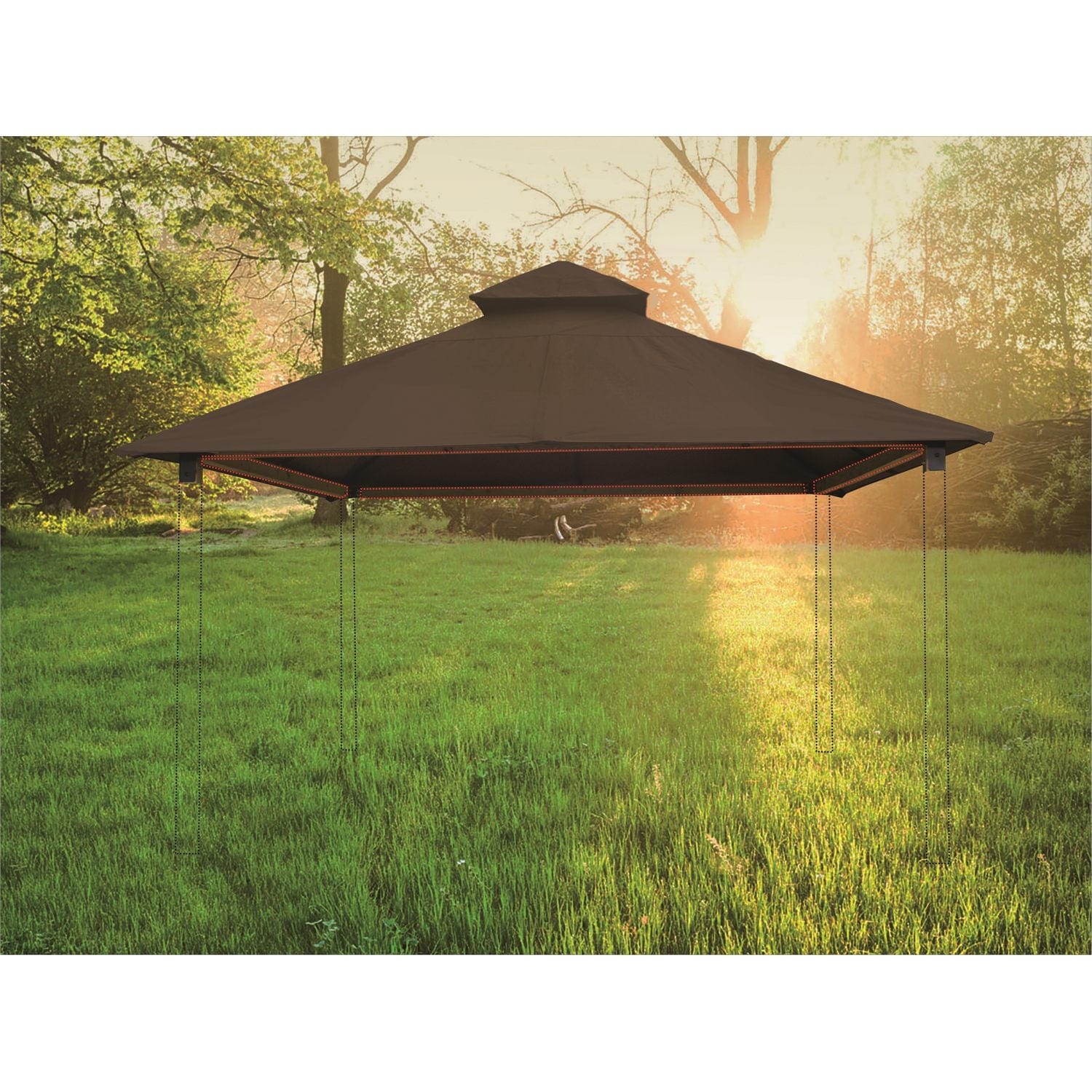 Riverstone Industries Soft Top Gazebos Riverstone | ACACIA Gazebo Roof Framing and Mounting Kit With OutDURA Canopy - Stone