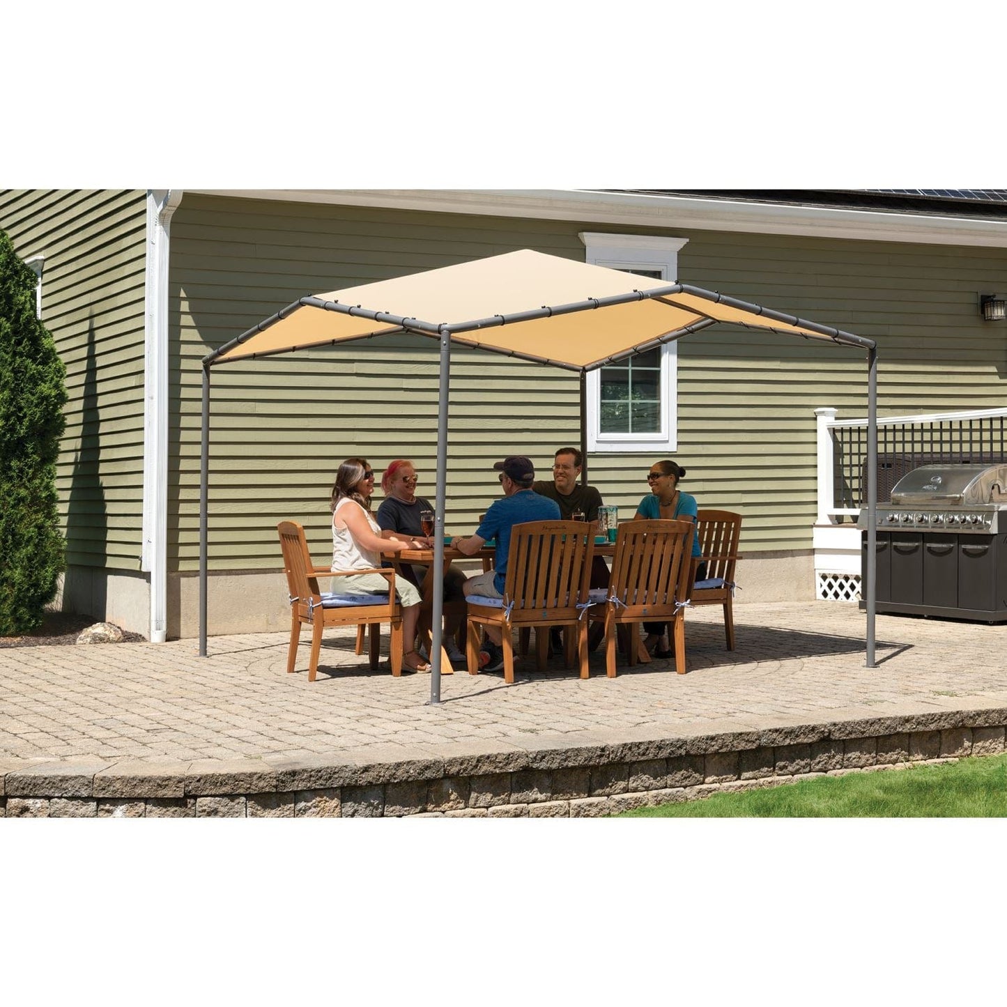 ShelterLogic Canopies ShelterLogic | 10x10 Pacifica Gazebo Canopy Charcoal Frame and Marzipan Tan Cover 22512