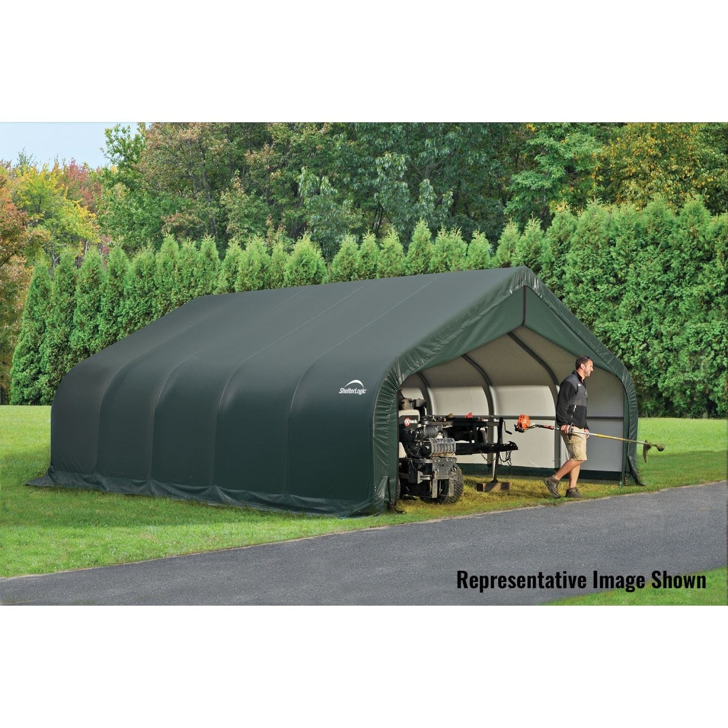 ShelterLogic Garages ShelterLogic | ShelterCoat 18 x 20 ft. Garage Peak Green STD 80017