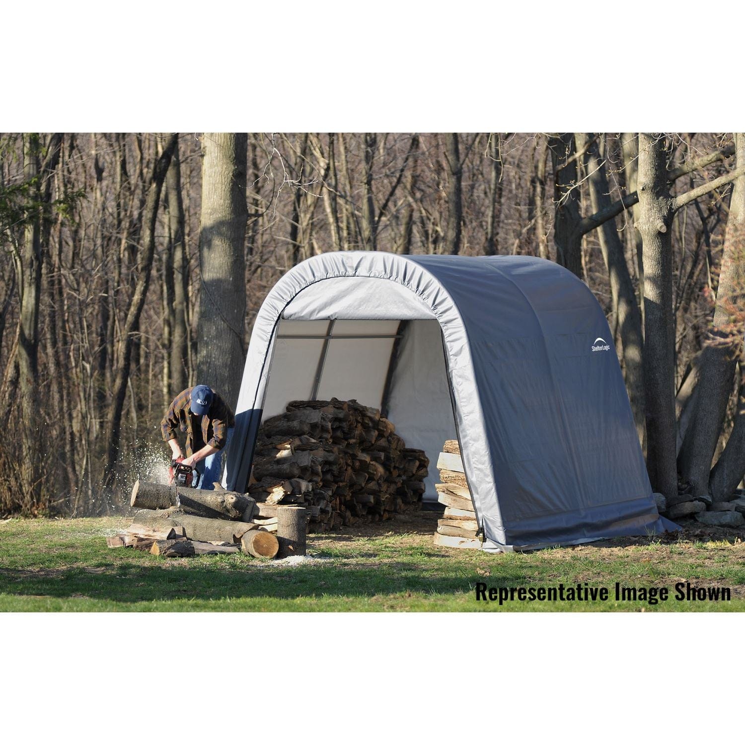 ShelterLogic Portable Garage ShelterLogic | ShelterCoat 10 x 8 ft. Wind and Snow Rated Garage Round Gray STD 77803